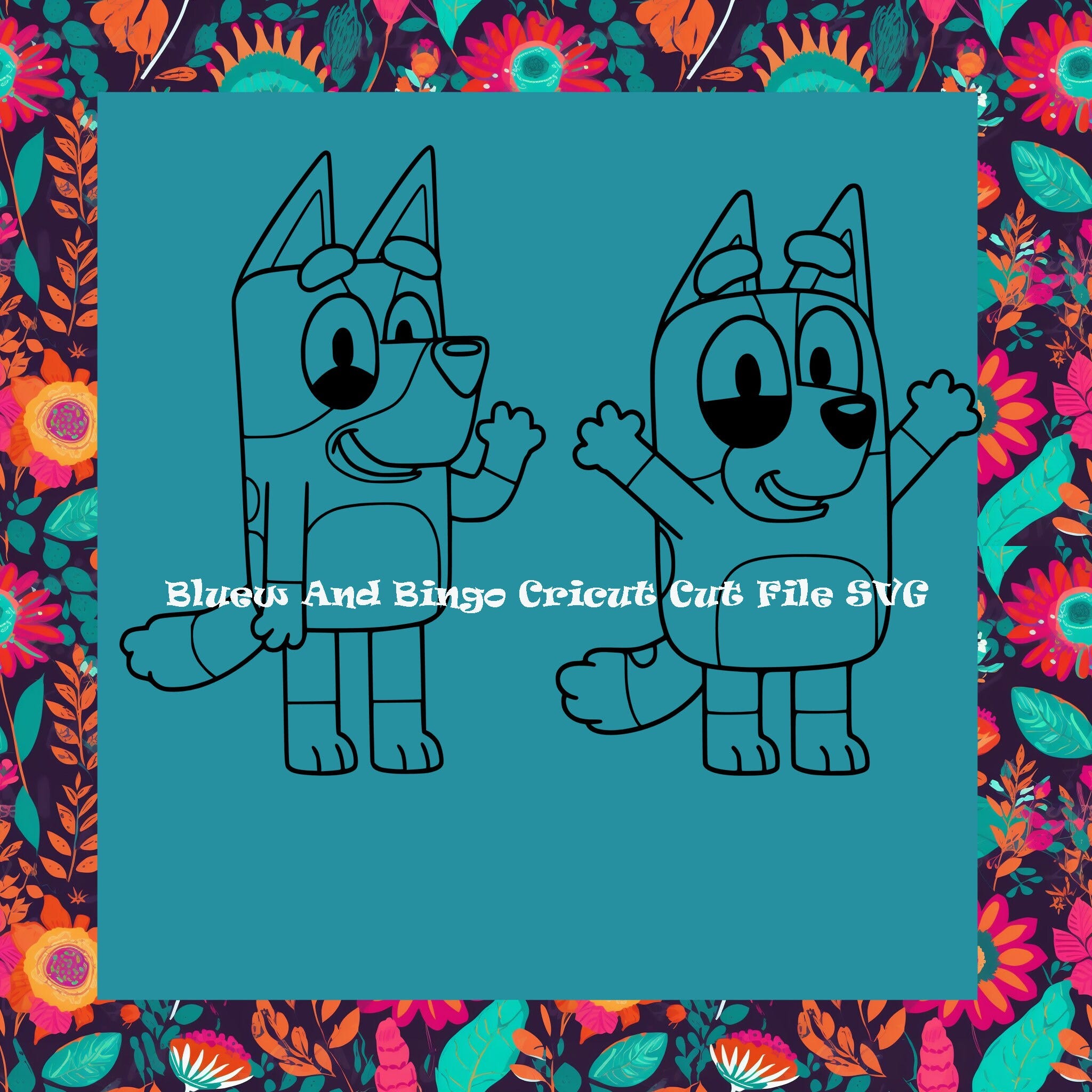 Blue Dog SVG, Bluey And Bingo Instant Digital Download Cut File Cricut Birthday Gift