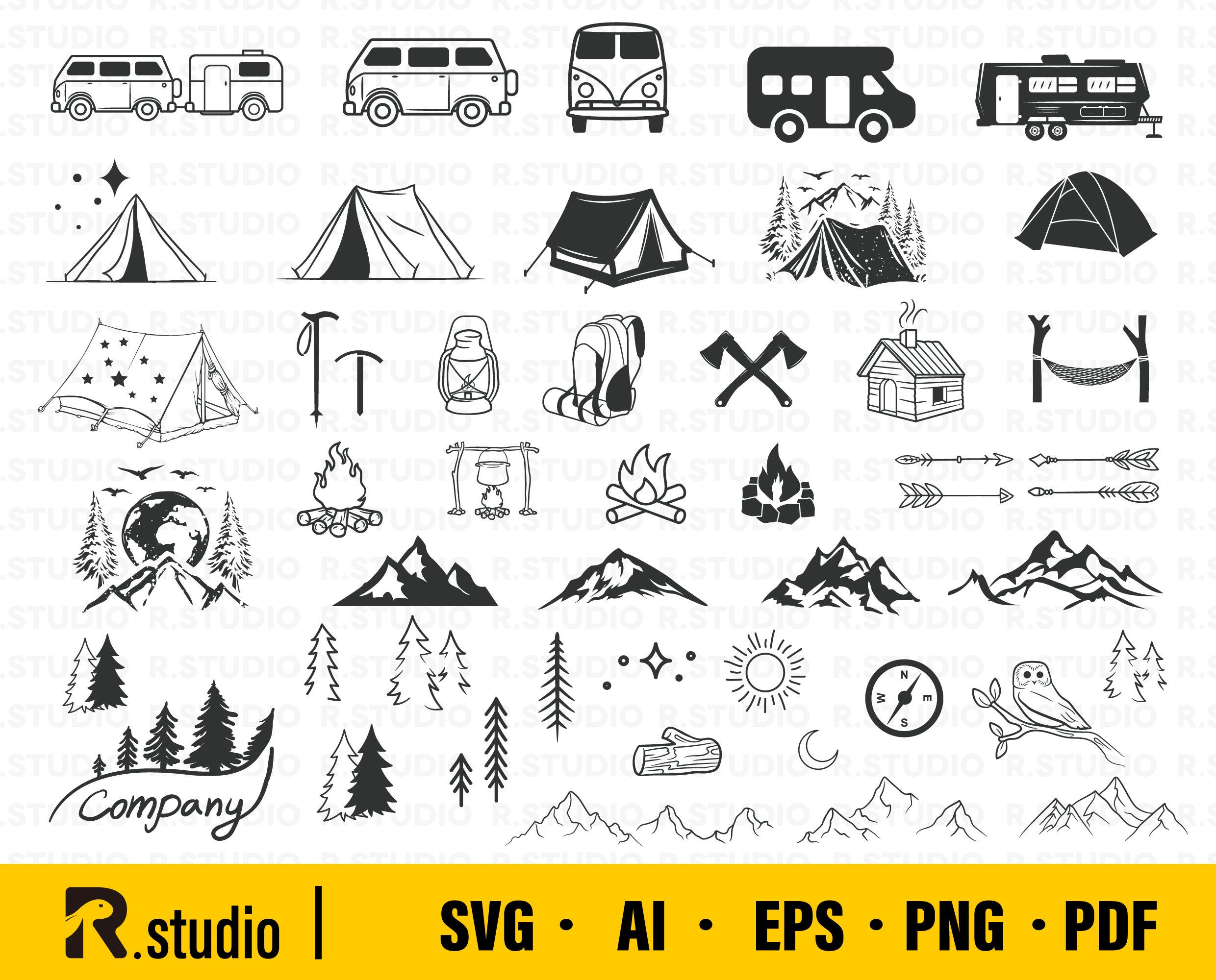 46 Camping SVG Bundle/ Camper Svg/ Camp Life Svg/ Campfire Svg/ Camping Tent Svg/ Cricut/ Cut Files/ Silhouette/ Vector/ Yellowstone svg