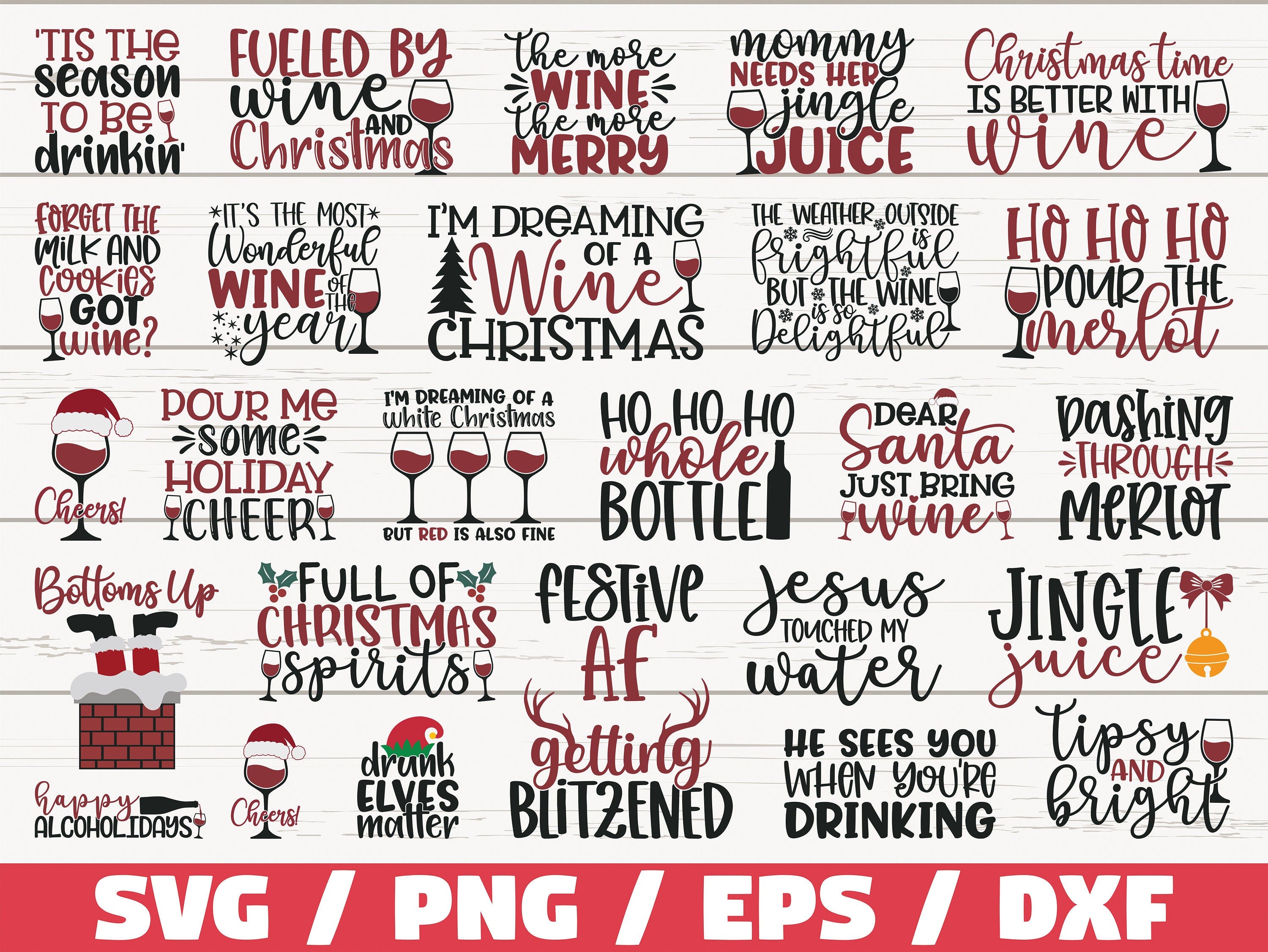 Christmas Wine SVG Bundle / Funny Christmas SVG / Cut File / Cricut / Clip art / Commercial Use / Holiday SVG / Christmas Sayings Quotes