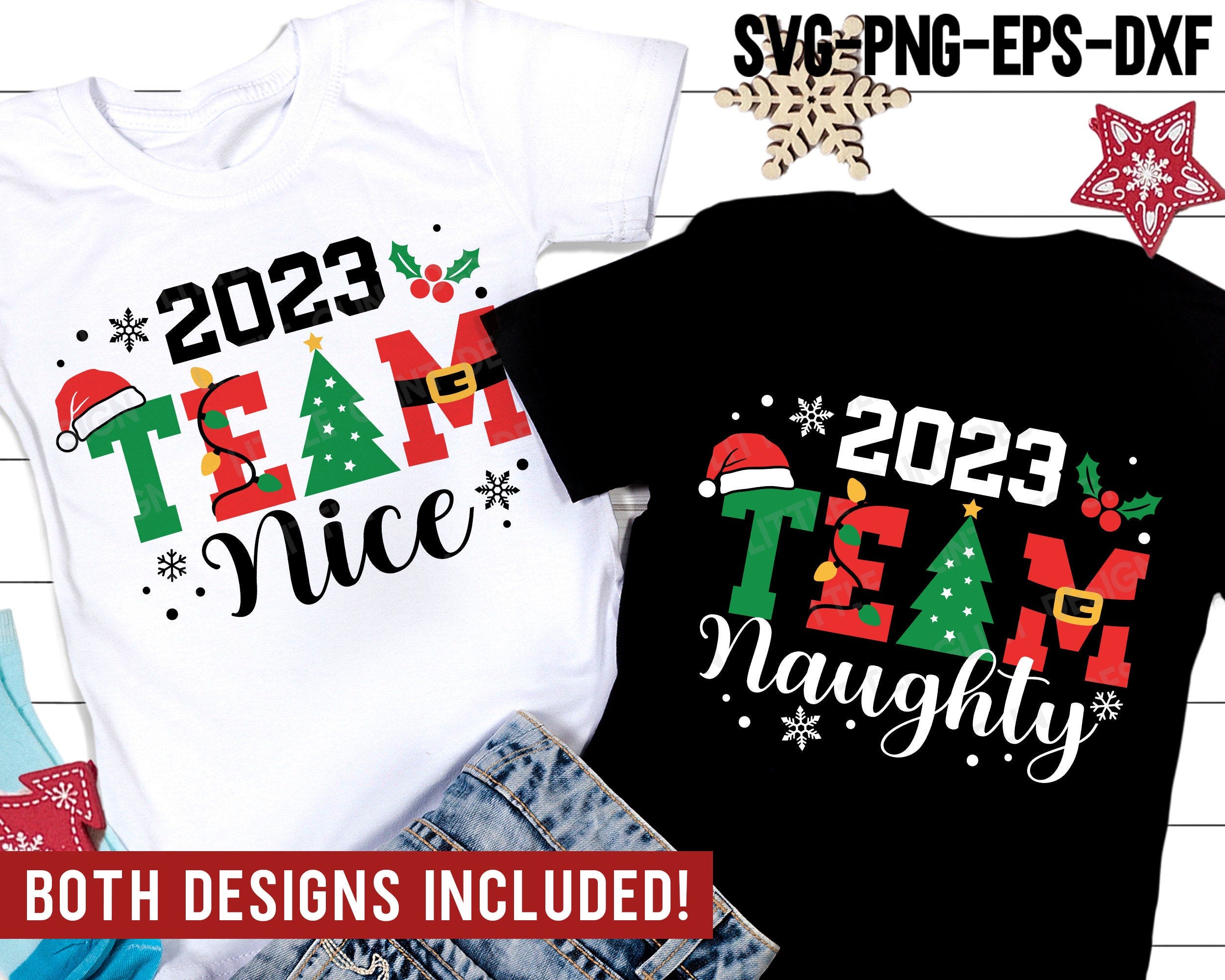 Christmas Team Nice and Naughty SVG Bundle, Family Christmas Svg, Funny Christmas Crew Shirt, Svg Files for Cricut