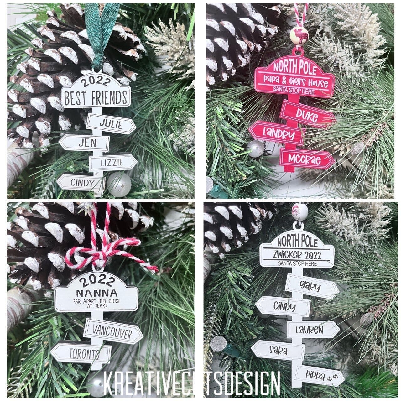 North Pole digital svg, best friends, miles apart, Family Christmas ornament 2-11 names