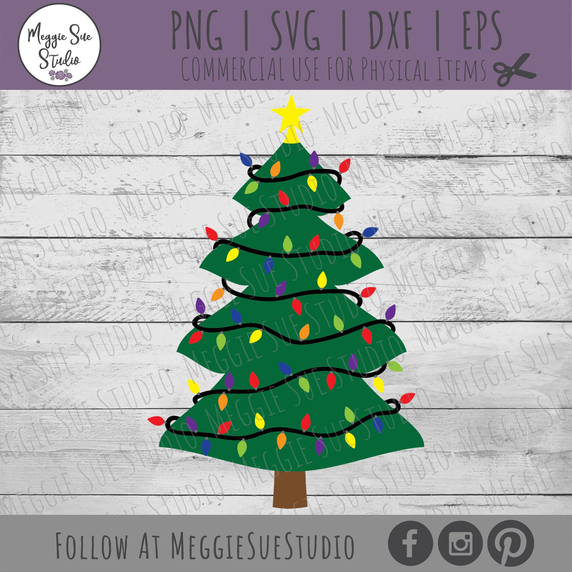 Christmas Tree SVG, Christmas Tree Lights SVG, Christmas Tree With Star And Lights SVG, Christmas Tree Cut File, Christmas Tree Decor