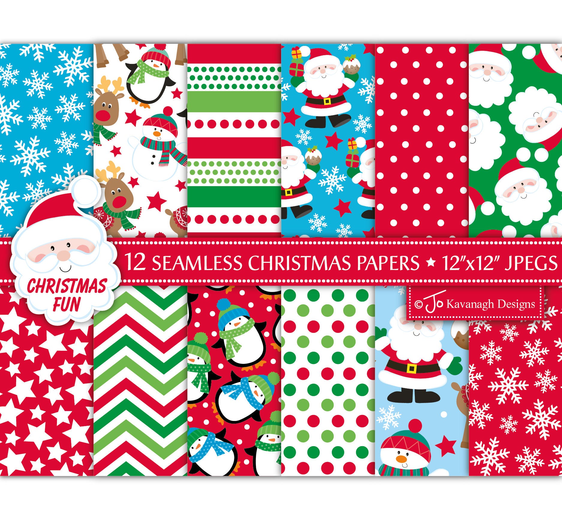Christmas Digital Papers,Christmas Scrapbook Papers,Santa Paper,Reindeer Papers,Holiday Papers,Christmas Backgrounds,Commercial Use (P5)