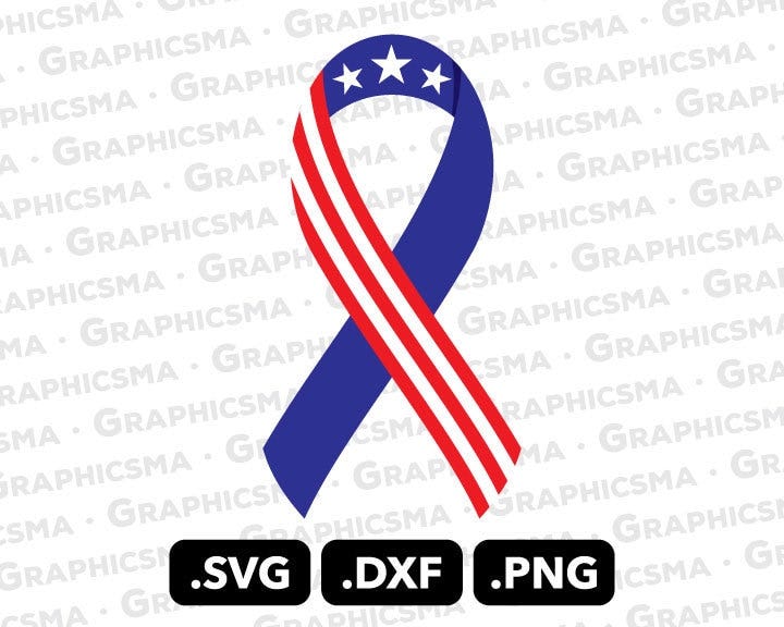 Cancer Ribbon SVG File, Usa Ribbon DXF, America Ribbon Png, Pink Ribbon Svg, Usa Cancer Ribbon, Pink Ribbon Flag SVG Files, Instant Download