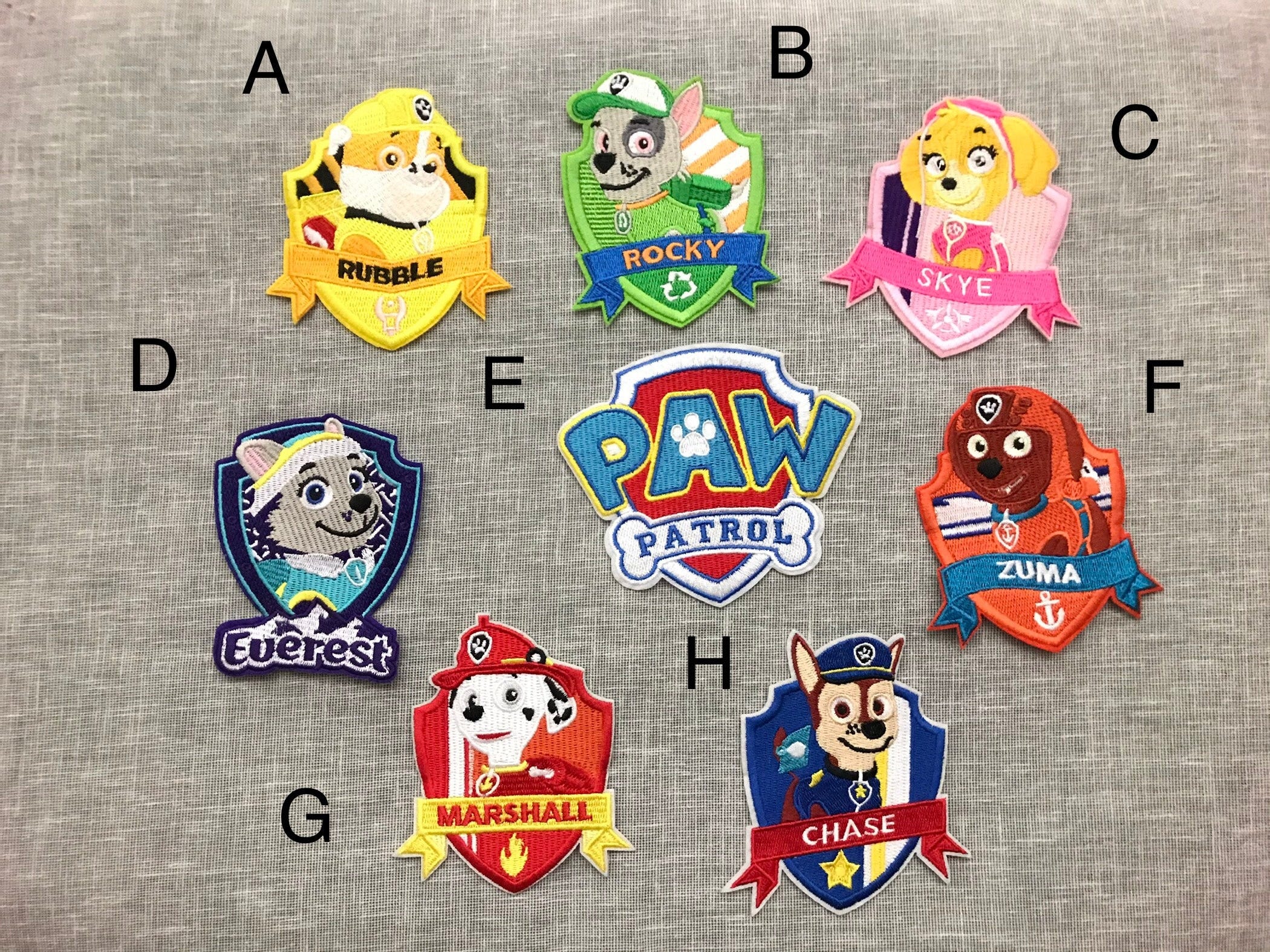 8 Paw Patrol Dog Patches Zuma Chase Marshall Skye Rocky Cartoon Animal Dog Iron-on Applique For Birthday T Shirt Hat Blanket Shoes Backpack