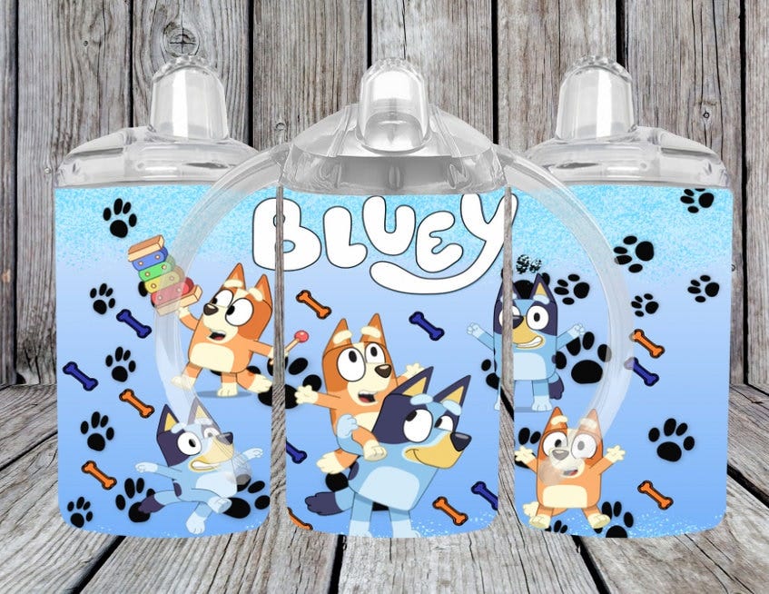 Bluey Kids Tumbler Wrap Sublimation PNG 12oz Straight