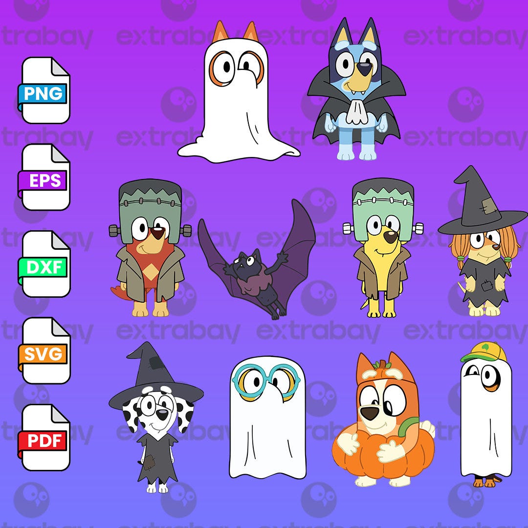 Bluey Halloween svg, Bluey vector, Bluey alphabeth, bluey Halloween cutfile, bluey clipart, bluey Halloween bundle Instant Download