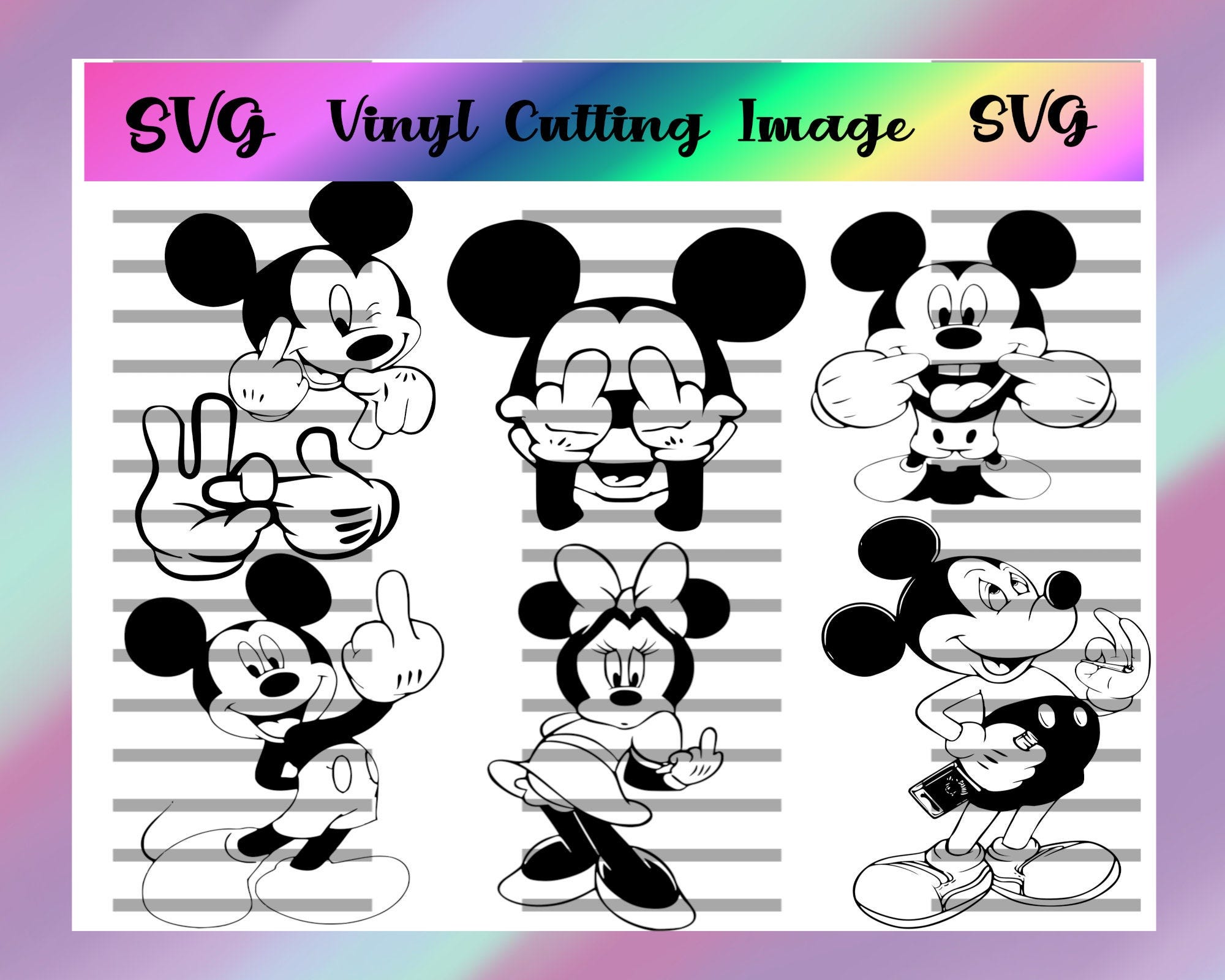 Adult Cartoon Mickey Mouse Digital Cut File SVG PNG Bundle, Sublimation, Waterslide, Printable Decal, Middle Finger, Flipping The Bird