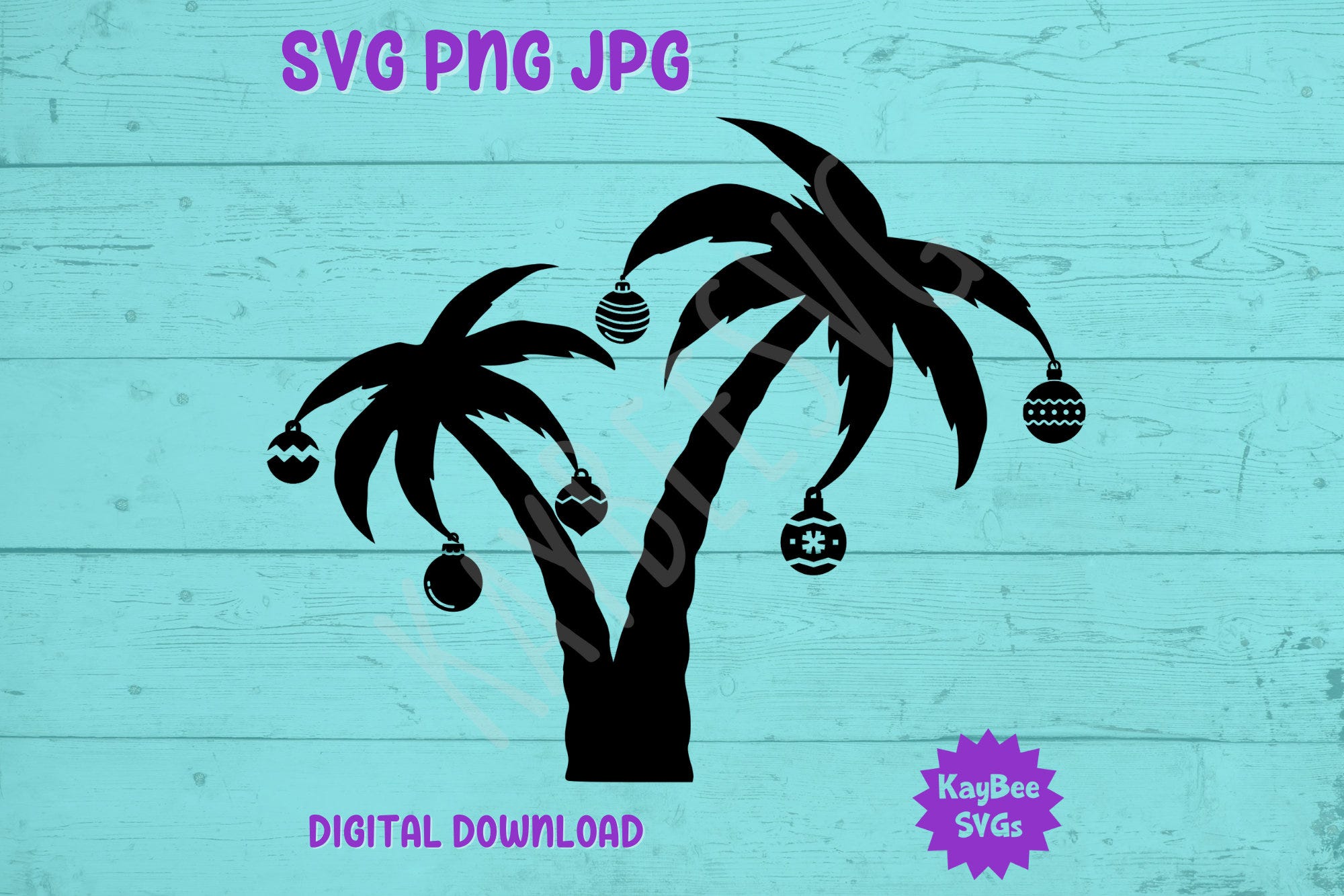 Christmas Palm Tree SVG PNG JPG Clipart Digital Cut File Download for Cricut Silhouette Sublimation Printable Art - Commercial Use