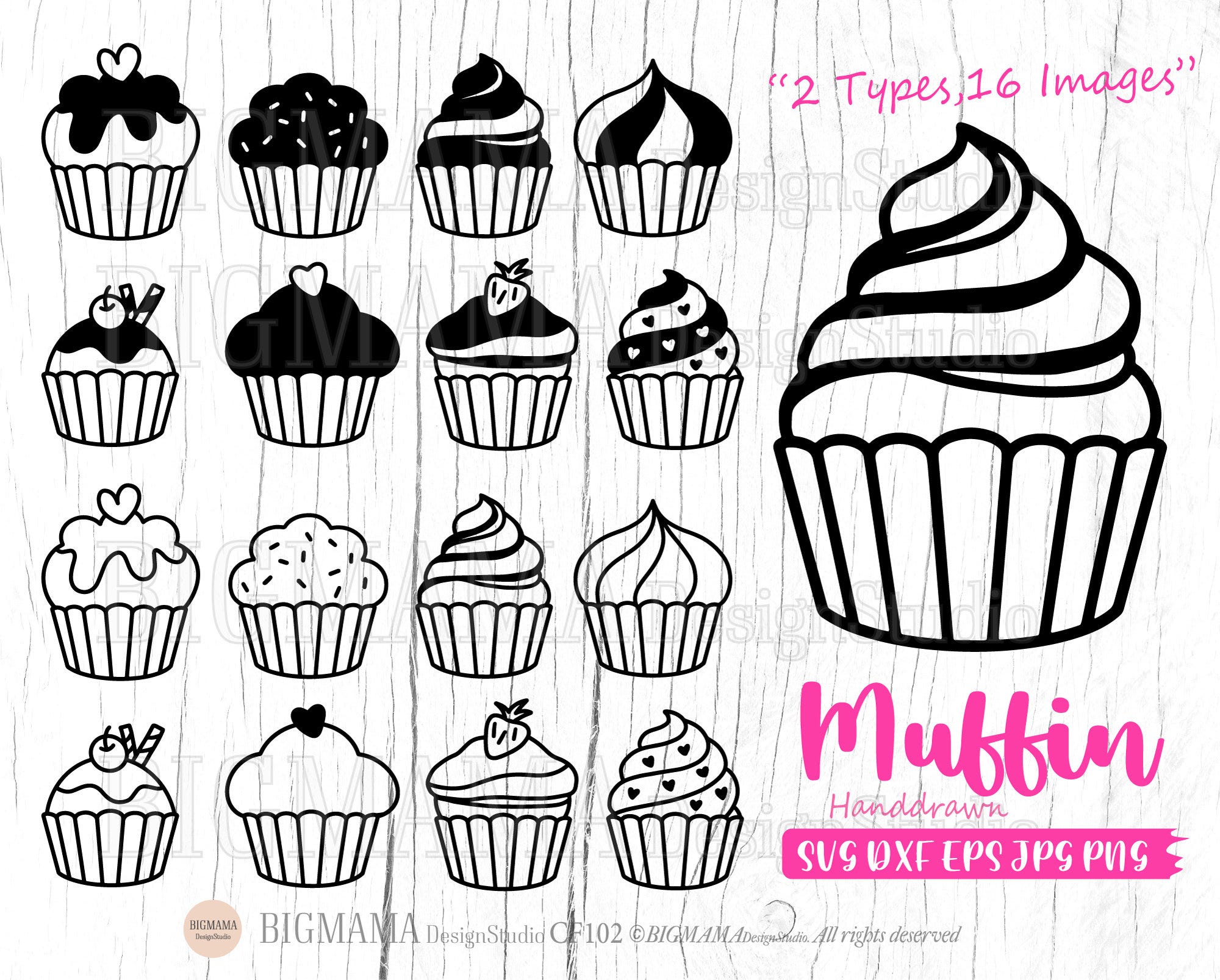 Muffin SVG,Cup Cake,DXF,Muffin Cut File,Bakery,Birthday,Dessert,Sweets,Cricut,Silhouette,Commercial use,Instant download_CF102