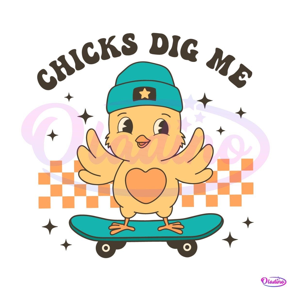 Chicks Dig Me Skateboarding Chicken SVG