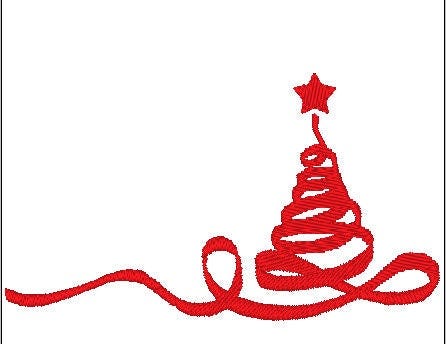 Ribbon Christmas Tree Embroidery Design File Instant Download Holiday Tree Simple
