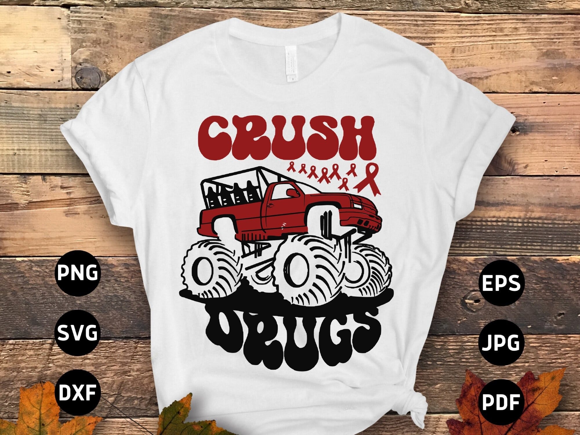 Kids Red Ribbon Week Svg Png, Cruch Drugs Svg, Drug Free Svg, Red Ribbon Week Awareness Svg, Monster Truck Svg Cricut Sublimation Design