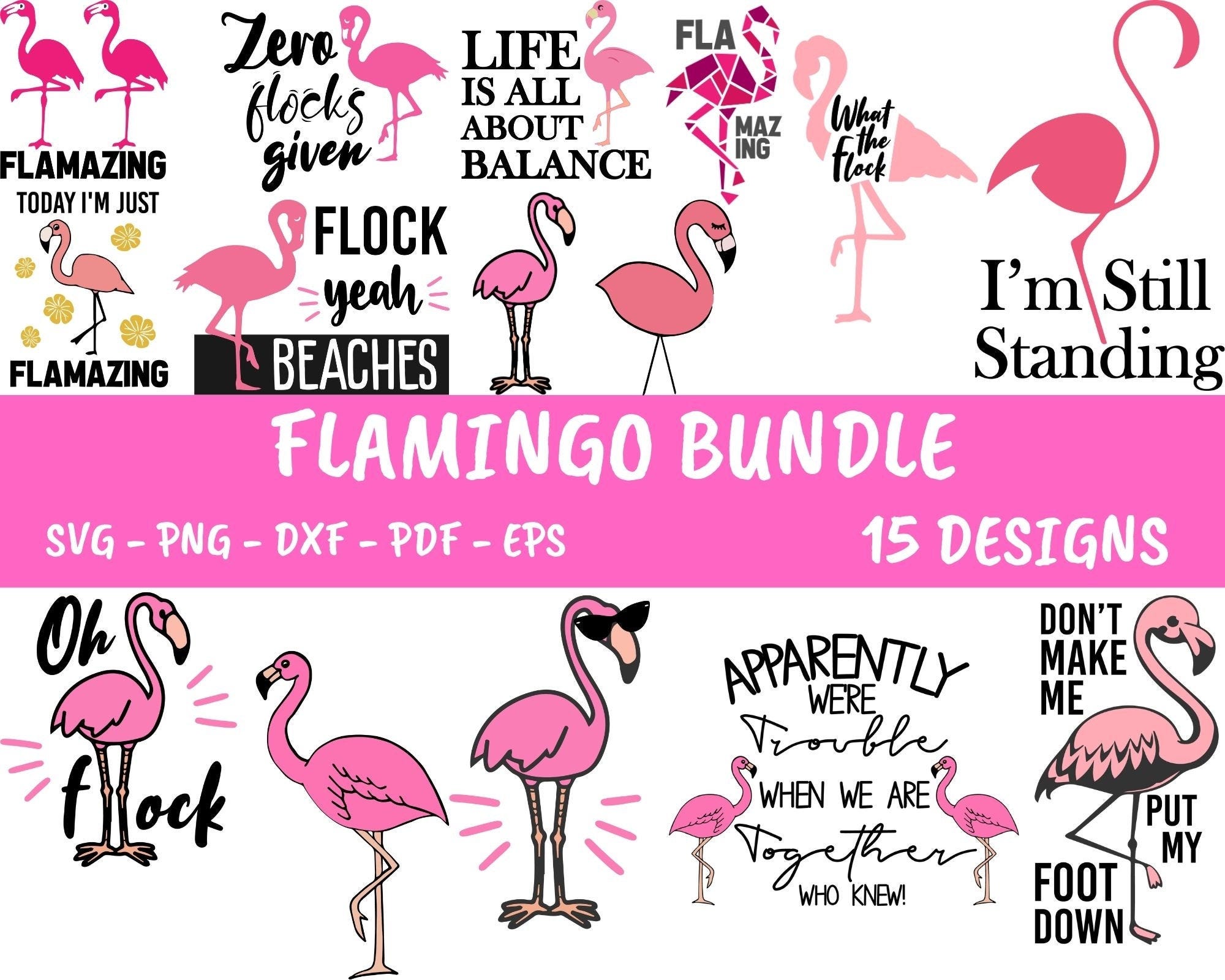 Flamingo SVG Bundle, Flamingo Silhouette, Flamingo png Bundle, Flamingo SVG, Bird SVG, Flamingo Cut File, Bird Cut File, Bird Clipart