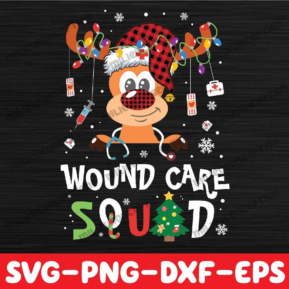 Reindeer Christmas Wound Care Squad Svg, Stethoscope Nurse Svg, Funny Xmas Deer Nursing Lover Svg, Christmas Reindeer Svg, svg, dxf, svg,eps