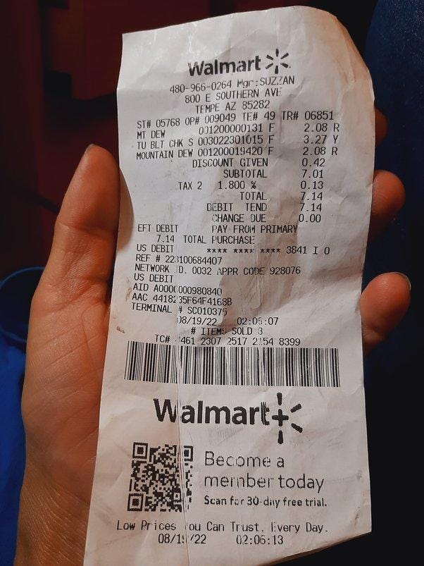 Walmart receipt