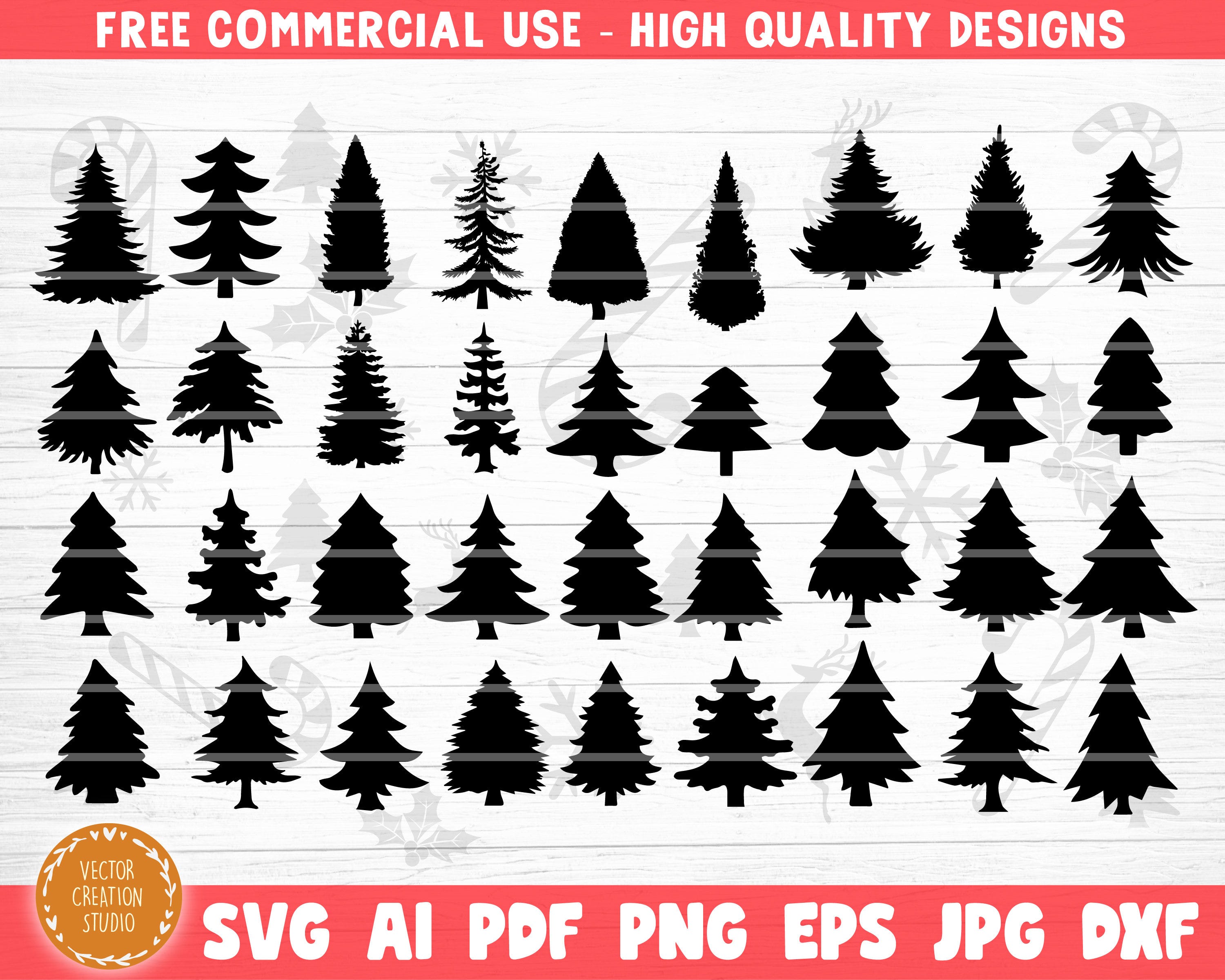 Christmas Tree Bundle Svg, Christmas Tree Svg, Pine Tree Bundle Svg, Pine Tree Svg, Christmas Tree Silhouette, Pine Tree Silhouette, Cricut