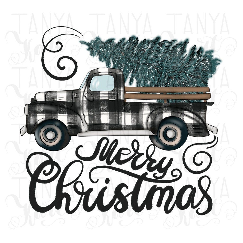Truck Sublimation, Buffalo Plaid Png, Merry Christmas, Digital Illustration, Png Sublimation, Christmas Png, Sublimation File, Christmas Png