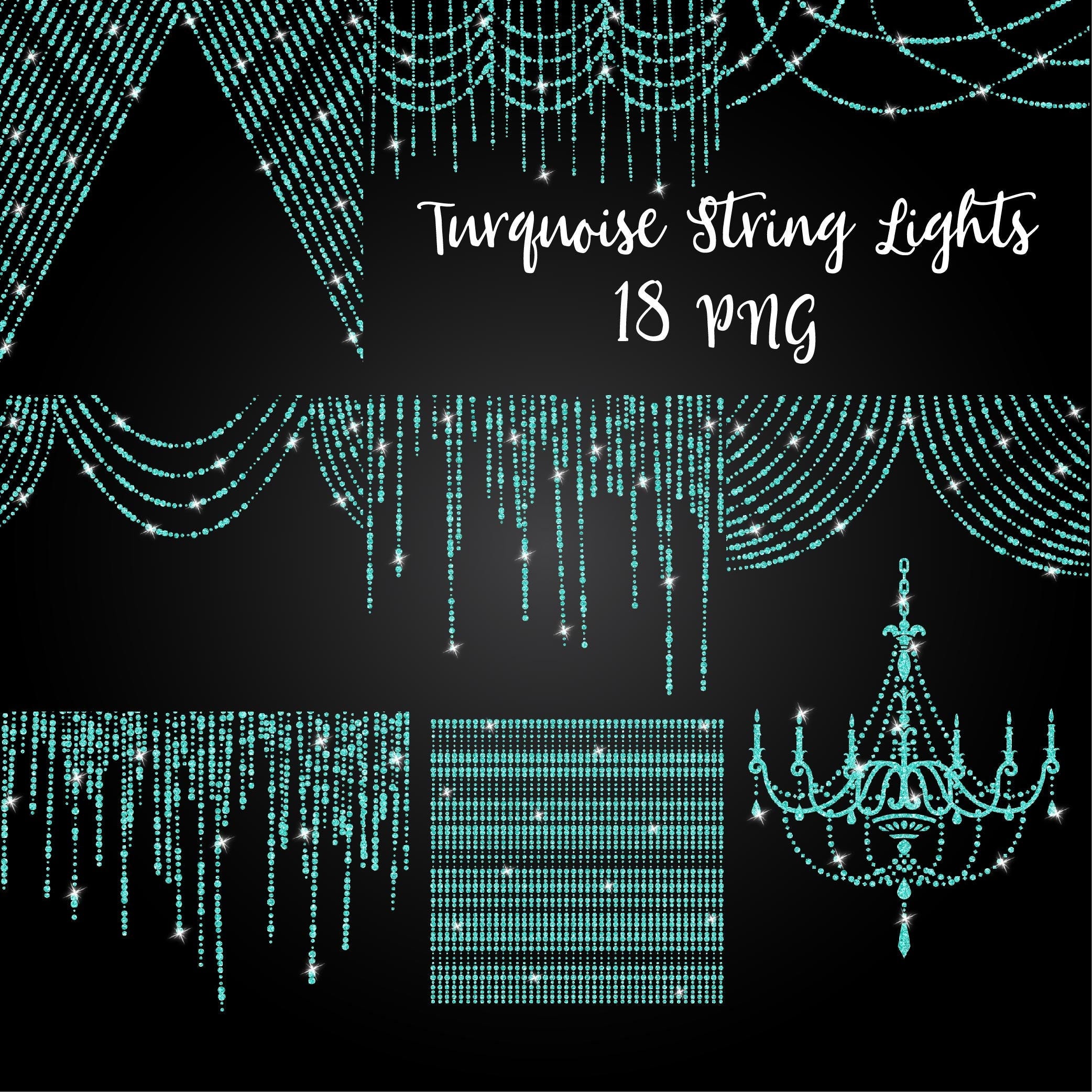 Turquoise glitter, string of lights, lights clipart, fairy lights clip art, teal strands png, sparkling strings, fantasy cliparts, aqua mar