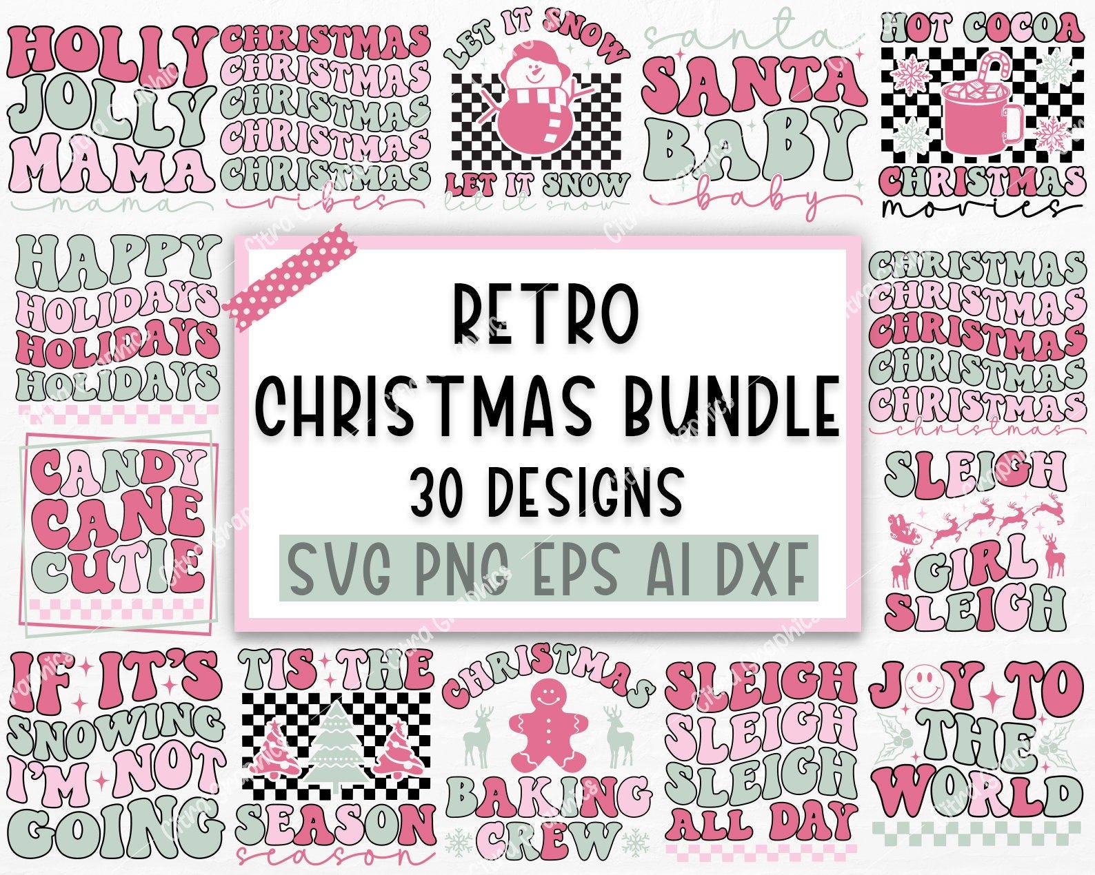 Retro Pink Christmas SVG Bundle, Christmas Retro Svg, Funny Christmas Svg, Christmas Shirt Svg, Merry Christmas Svg, Cricut Silhouette