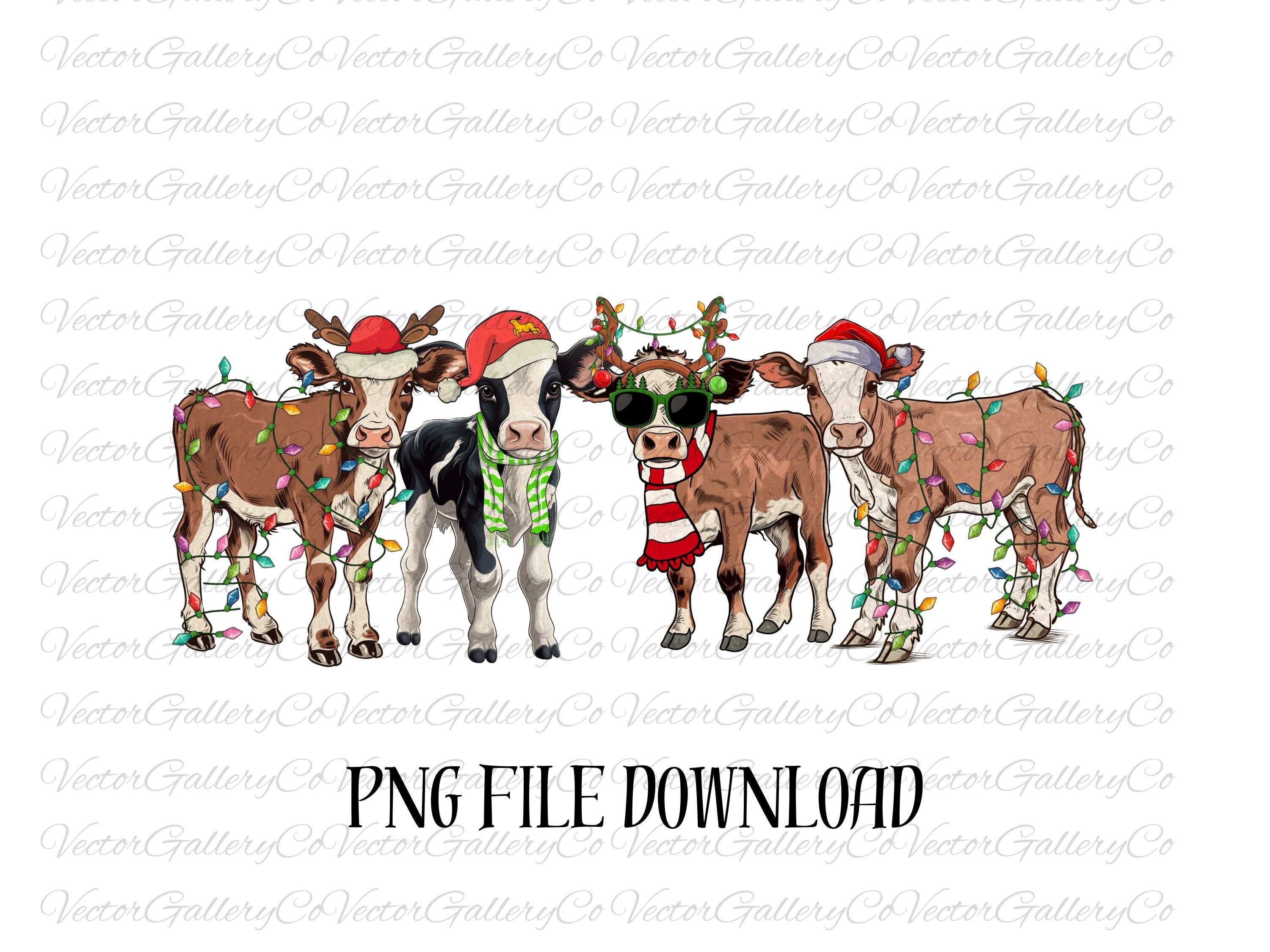 Cow Christmas Light PNG, Mooey Christmas Png, Farm Animal PNG, Cow Lover Png, Farmer Christmas Png Sublimation Only, Instant Download