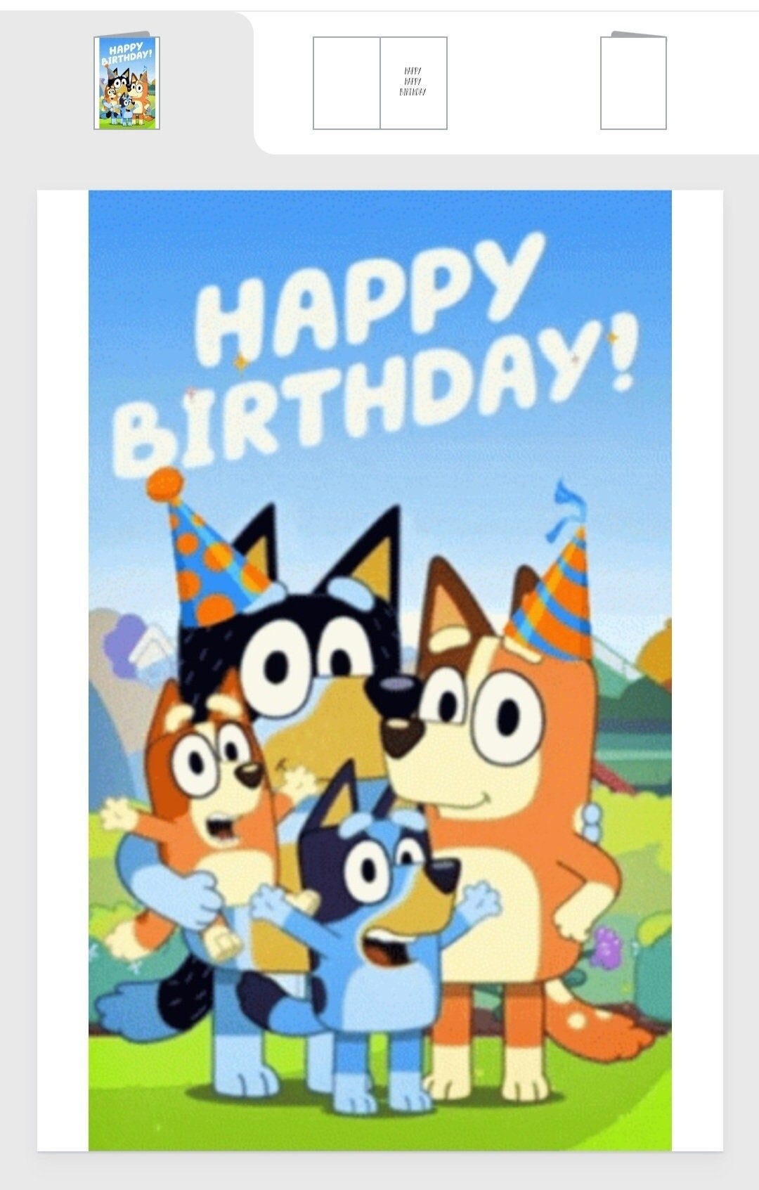 Bluey Birthday Card