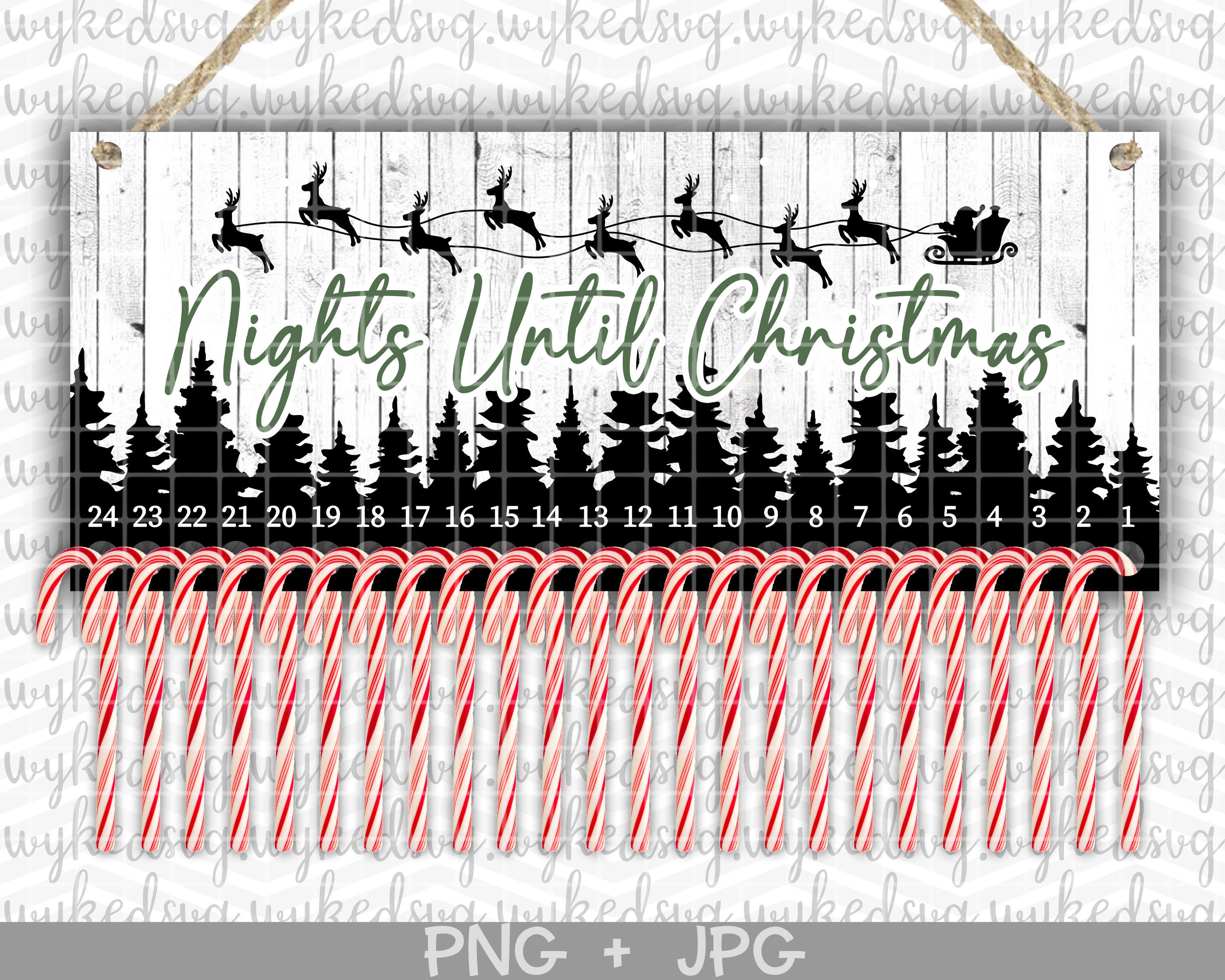 candy cane countdown png, christmas sublimation file, christmas countdown, advent calendar png, nights until christmas, sublimation template