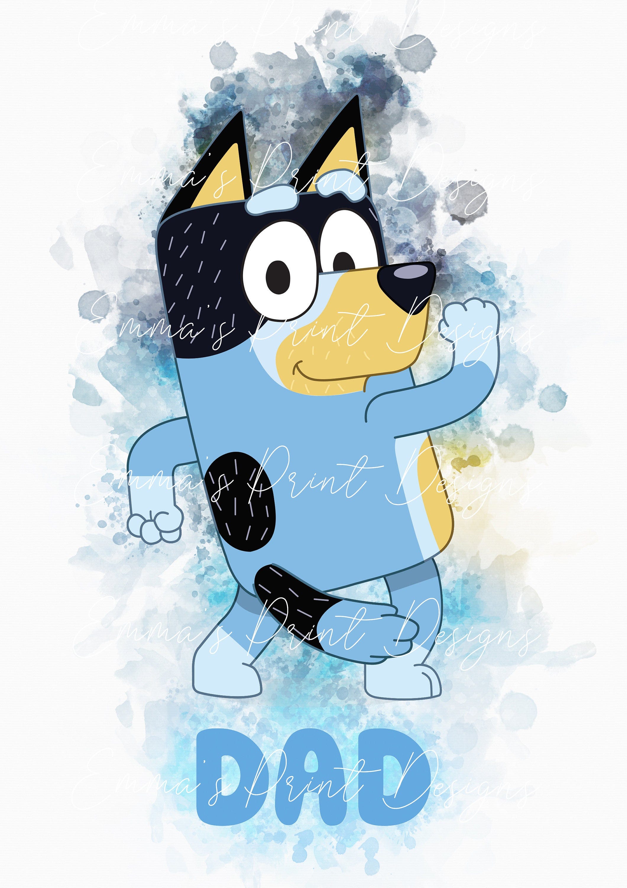 Instant Download - Dad / Bandit Watercolour Clipart (Bluey)