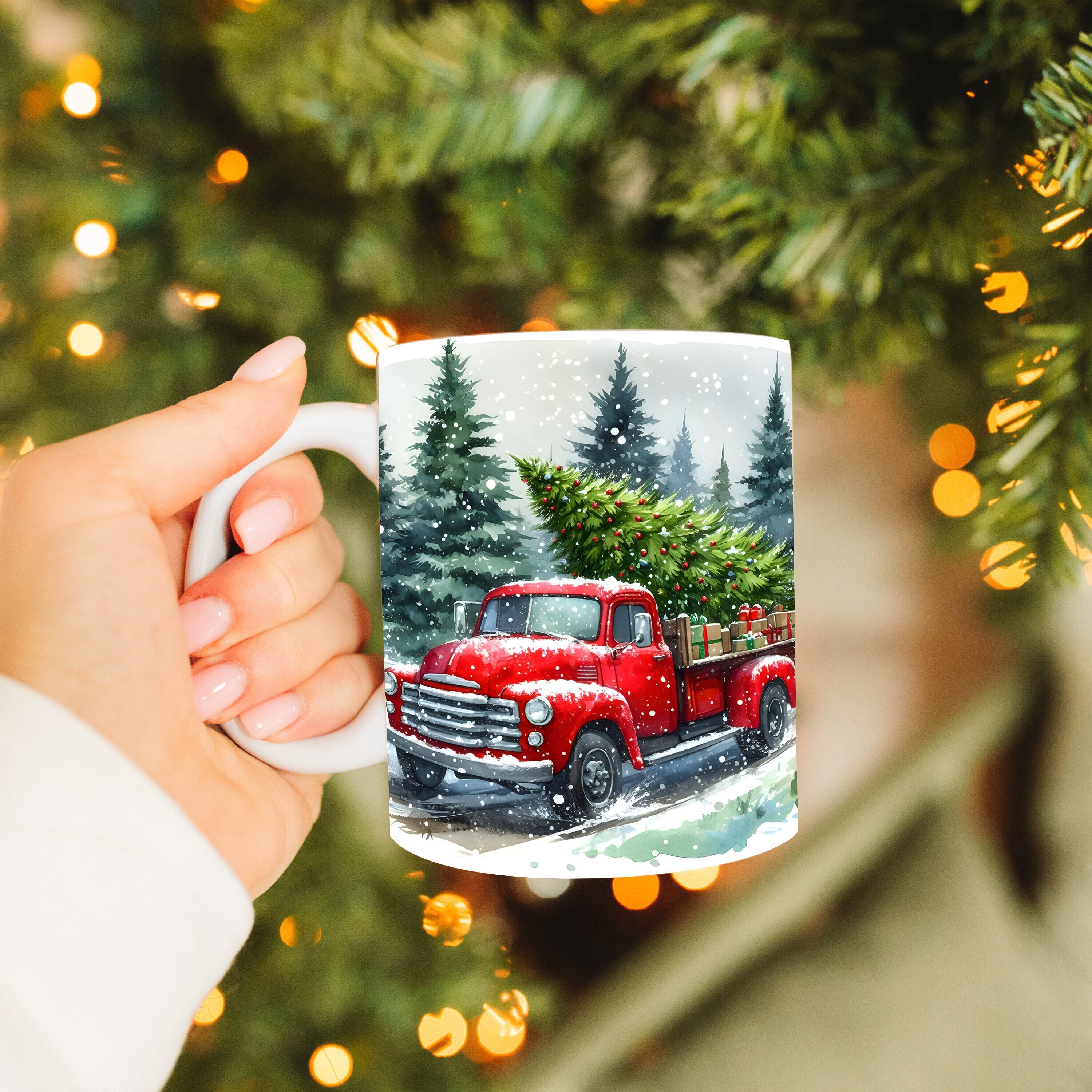 Christmas Tree Mug Wrap Sublimation Design PNG| Red Truck Mug Wrap| Christmas Truck Mug Wrap| 11oz &15oz Coffee Mug Wrap| Digital Download