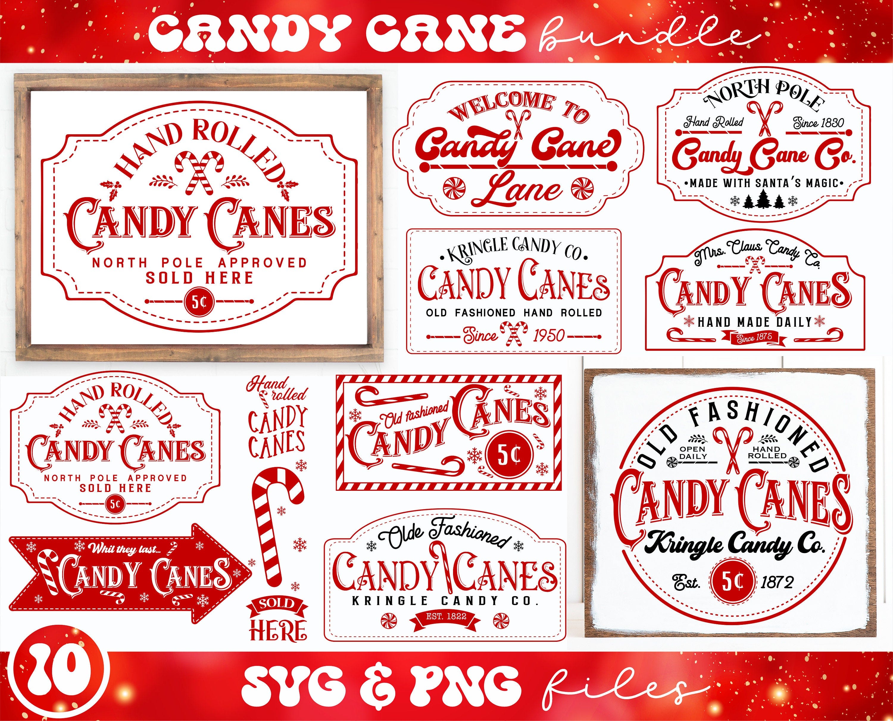 Candy Cane svg Bundle, Christmas Candy Cane svg, Candy Canes Company svg, Olde Fashioned Candy Canes svg, Kringle Candy Co svg
