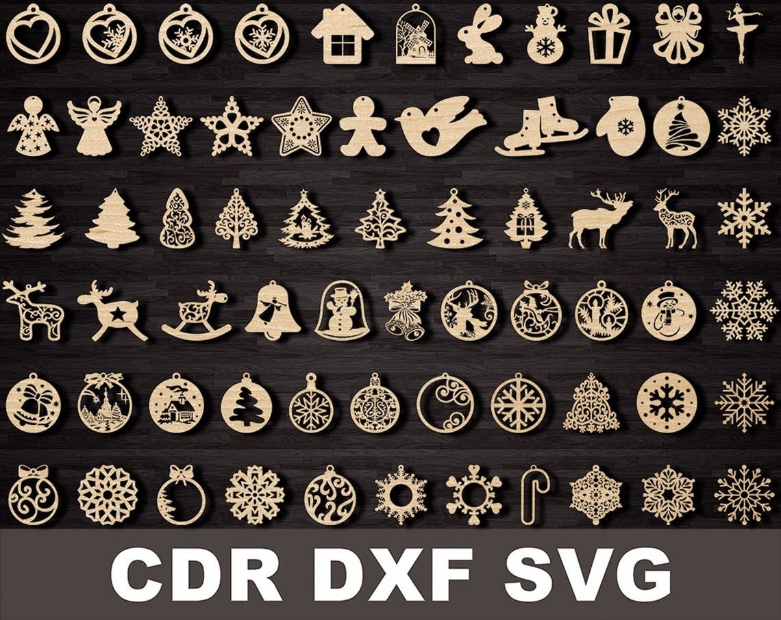 255 CNC Christmas Vector Files Bundle Vector cdr dxf svg for laser cut cnc Plasma Cricut Silhouette digital files