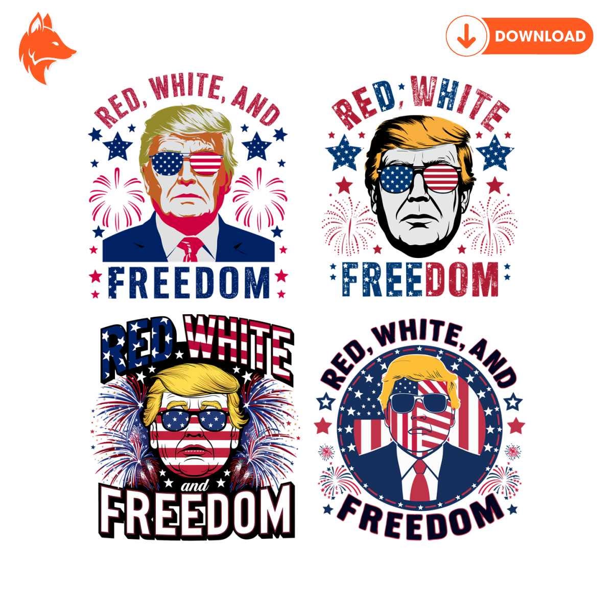 Donald Trump Red White And Freedom SVG PNG Bundle