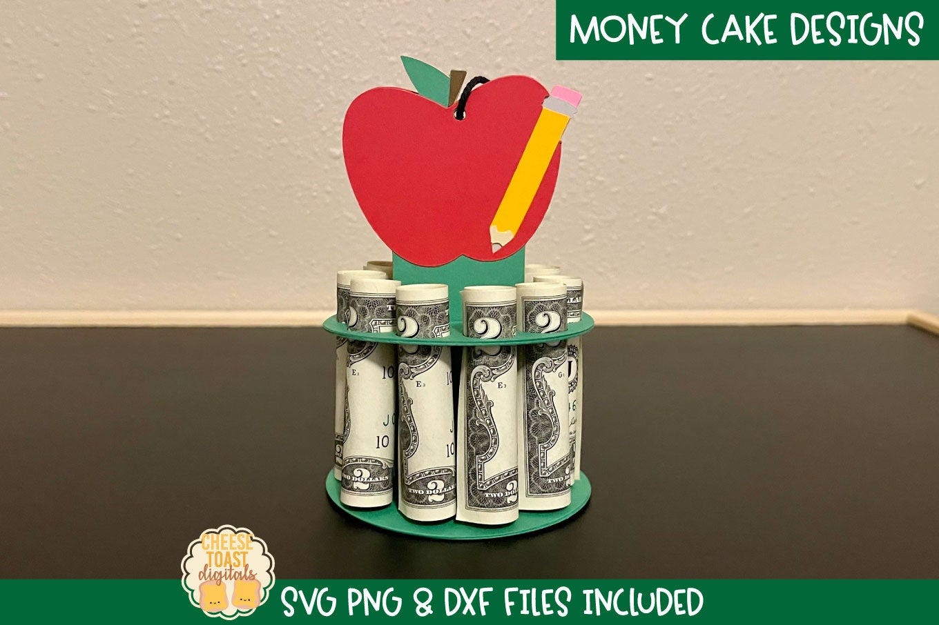 Teacher Appreciation Money Cake SVG, Cardstock Money Cakes, Money Holder SVG, Cash Holder, DIY Gift, Apple, Ornament, Cricut, Silhouette