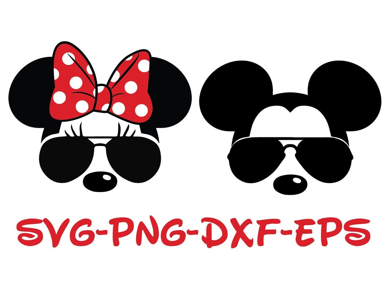 Mickey and Minnie sunglasses, Aviators, family group shirts, minnie and mickey svg, mickey with aviators and minnie with red bow svg