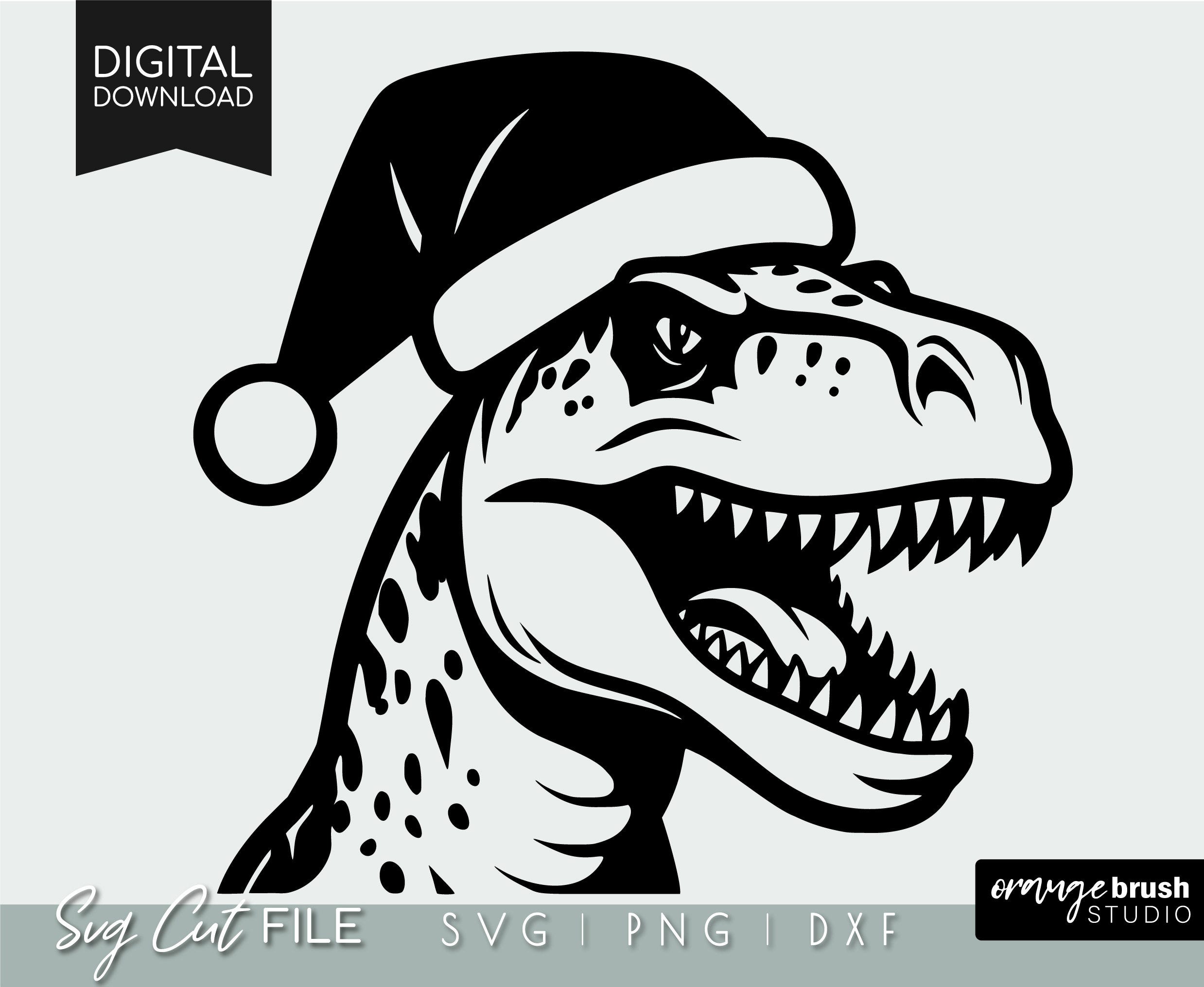 Christmas Dinosaur SVG Cut File For Cricut. T-rex in Santa Hat SVG Kids Christmas, Dinosaur Svg Png Dxf, Commercial Use Digital Download