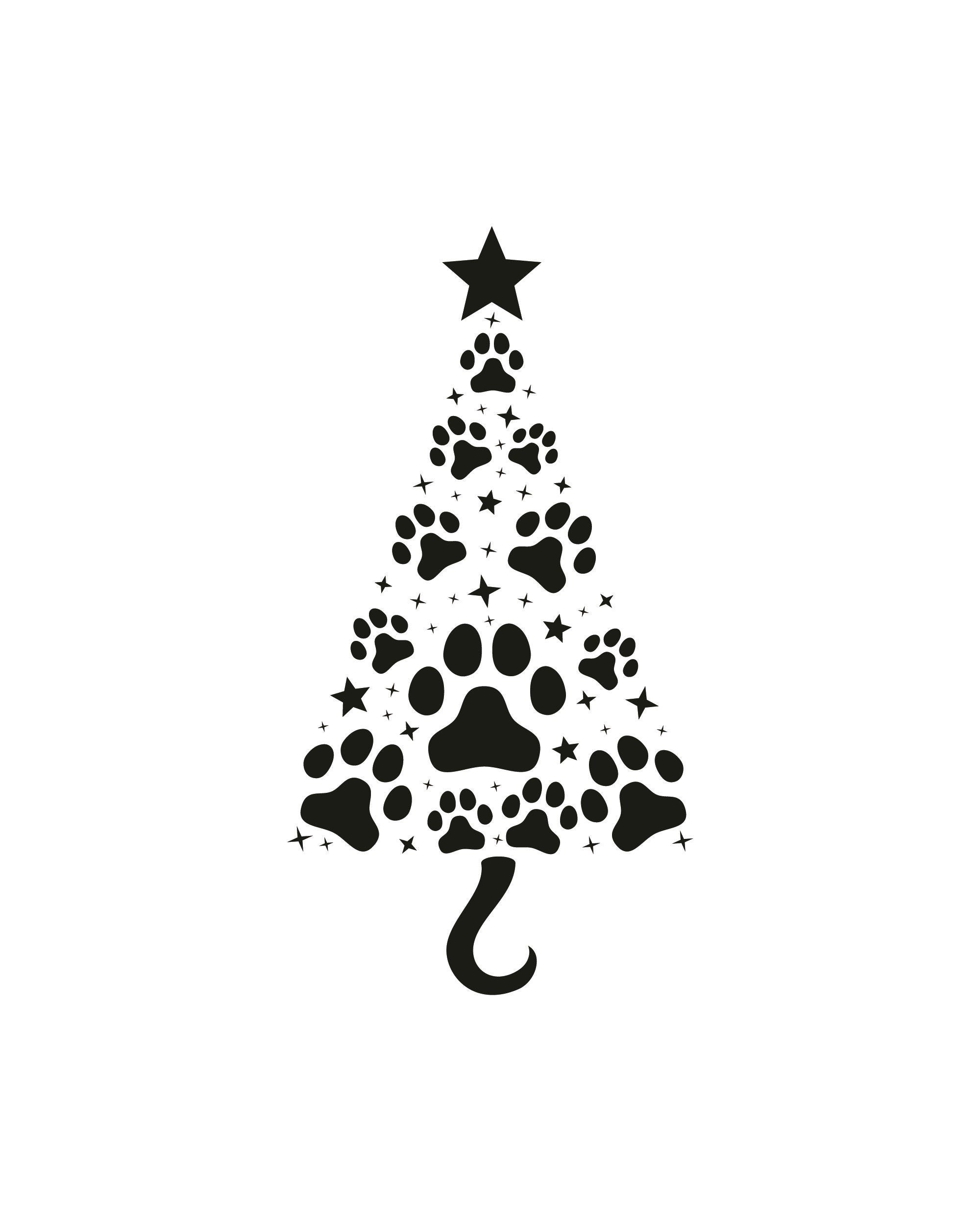 Christmas Tree Svg Dog Paws, Christmas Svg, Christmas Tree Svg, Christmas Clipart, Christmas Tree Png ,Cricut,Silhouette,Dxf