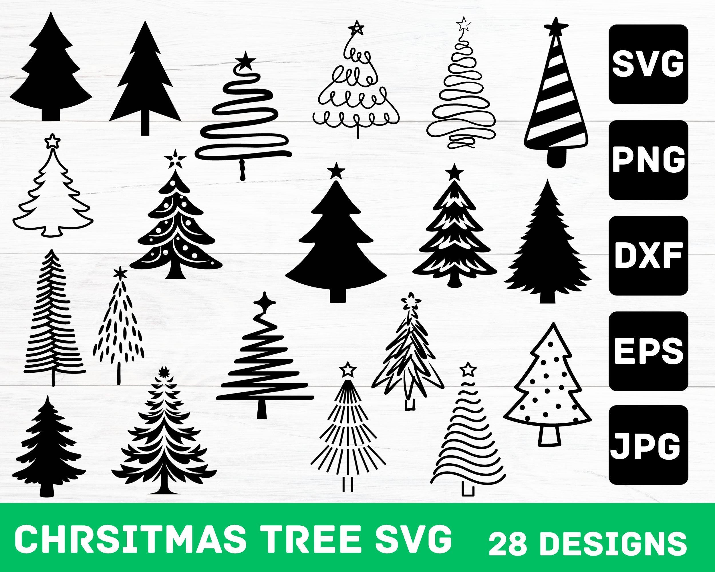 Hand drawn Christmas tree svg png dxf bundle,Christmas tree svg, Christmas Tree Outline,Christmas Ornaments Svg,Tree Christmas Svg,Pine Tree