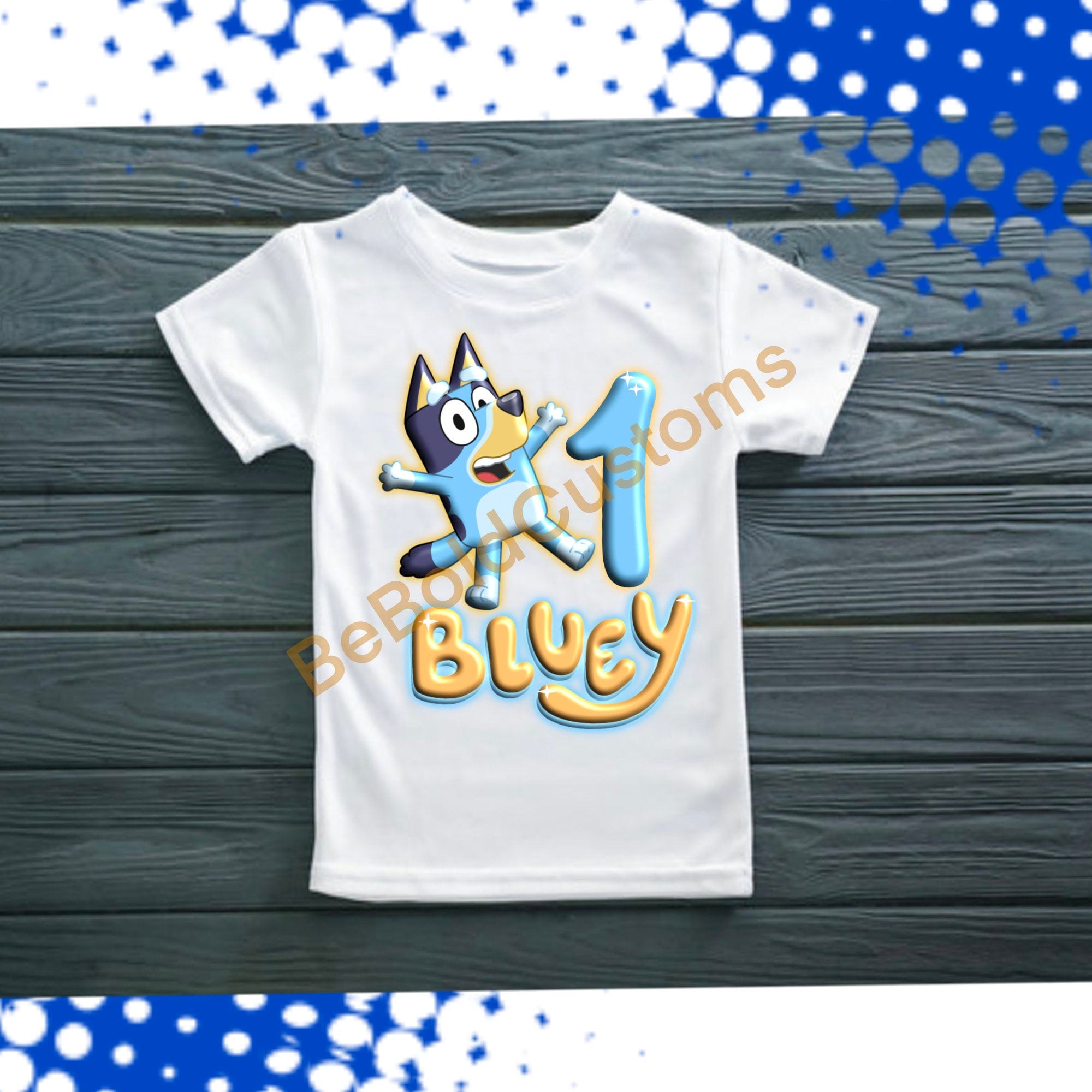 Bluey 1st Birthday, Bluey inspired t-shirt, blue dog birthday shirt