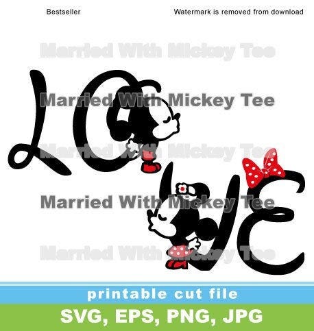 Etsy  SVG matching design for couple love lo ve soulmate with Mickey Mouse and Minnie cute red polka dotted bow