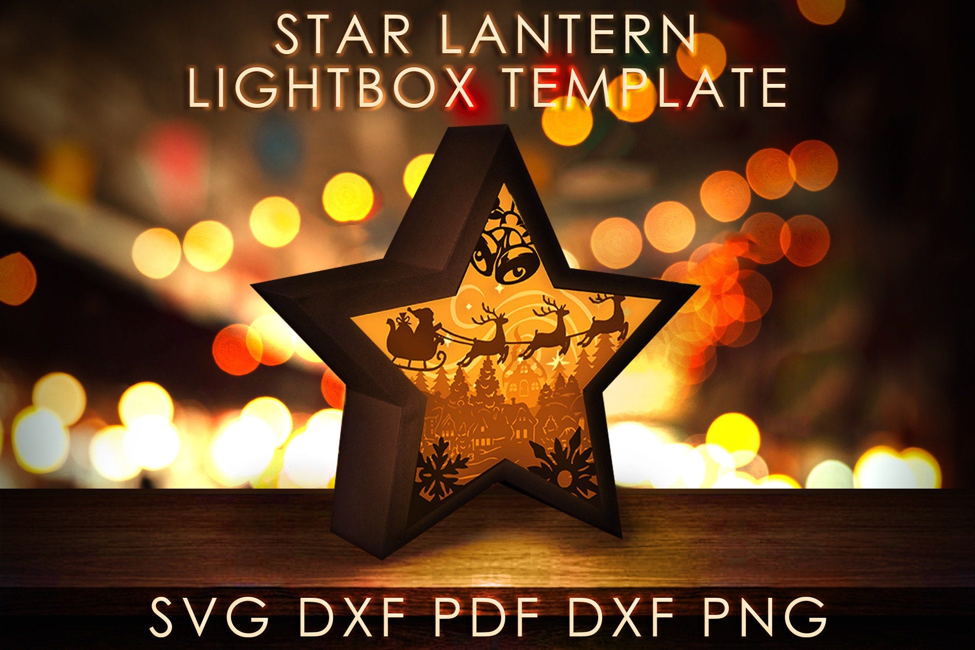 Merry Christmas Star Lantern Shadow box SVG Template, X-mas Papercut Lightbox cricut SVG, 3D layered Paper cut Light box DXF Papercraft