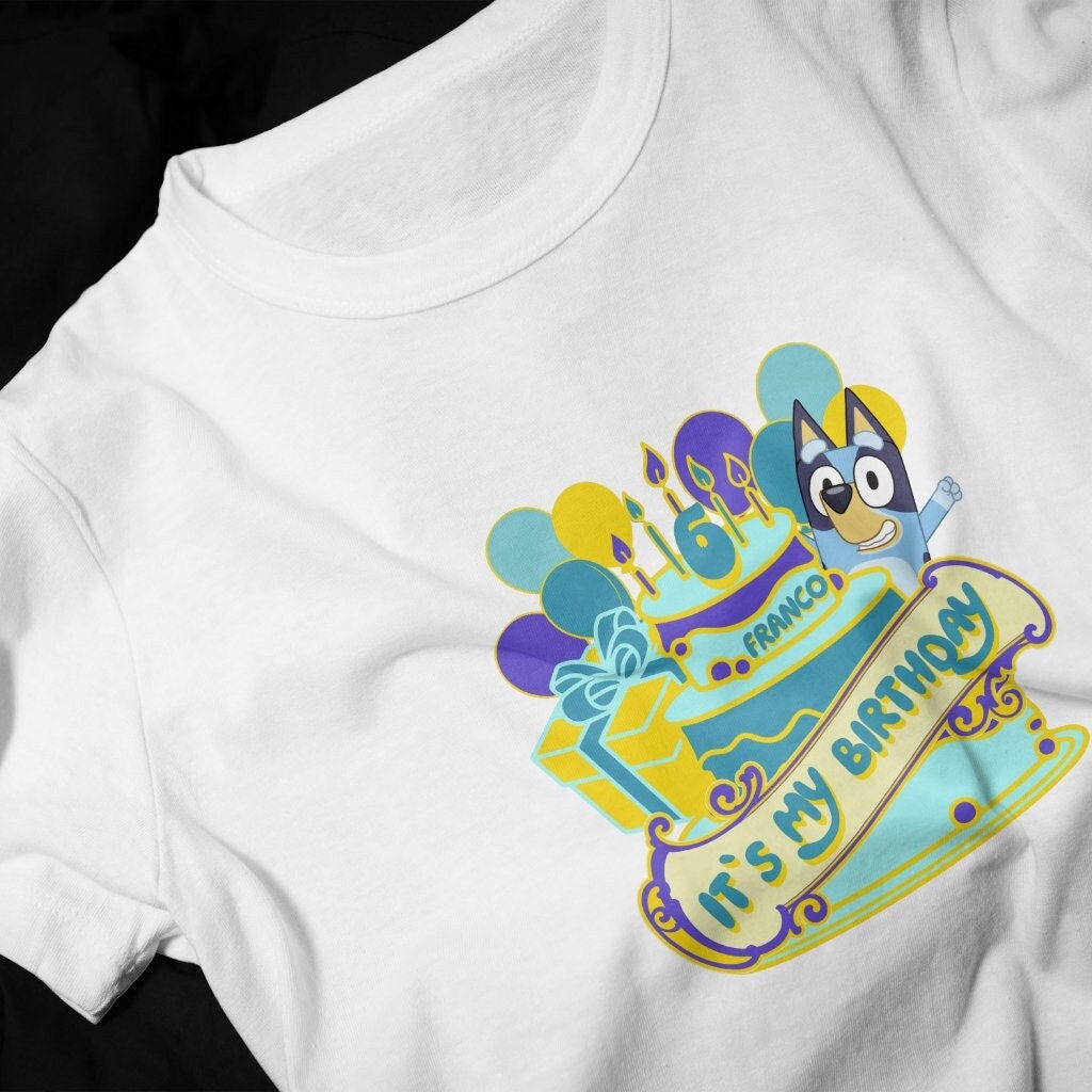 Customized Bluey Themed Birthday Party, Personalized Bluey Birthday T-shirt Design, Customized Bluey PNG Design, Personalized Bluey T-shirt