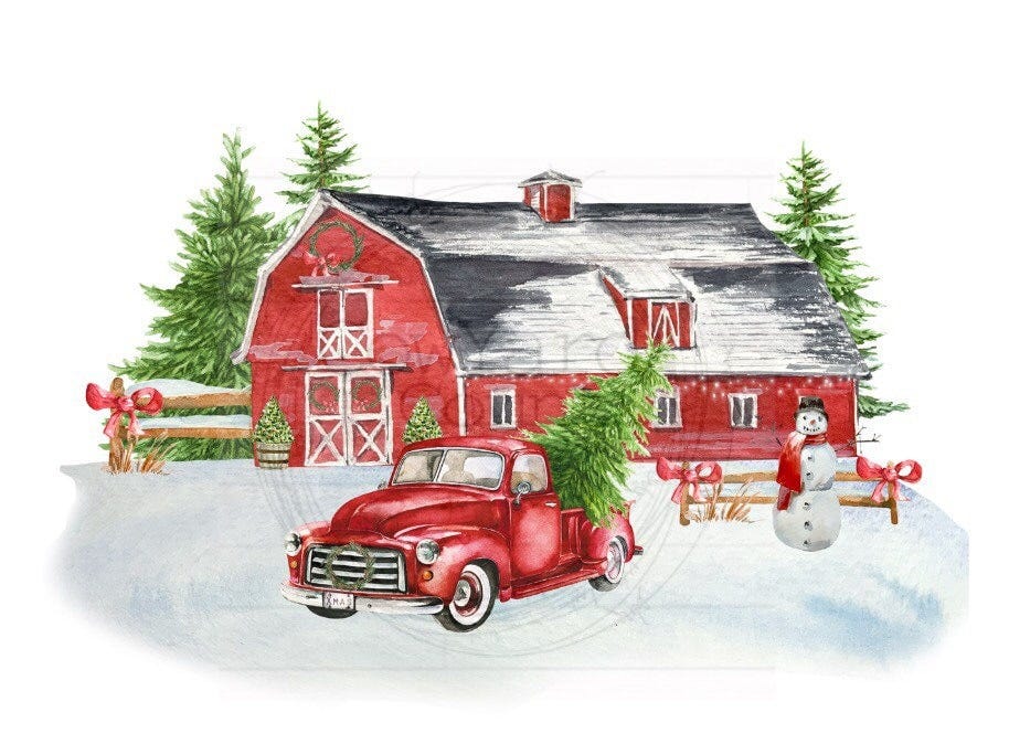 Barn and Red Truck png, Christmas Images, Christmas Sublimation, Old Truck PNG, Christmas png, Farm PNG, Sublimation Designs, Digital