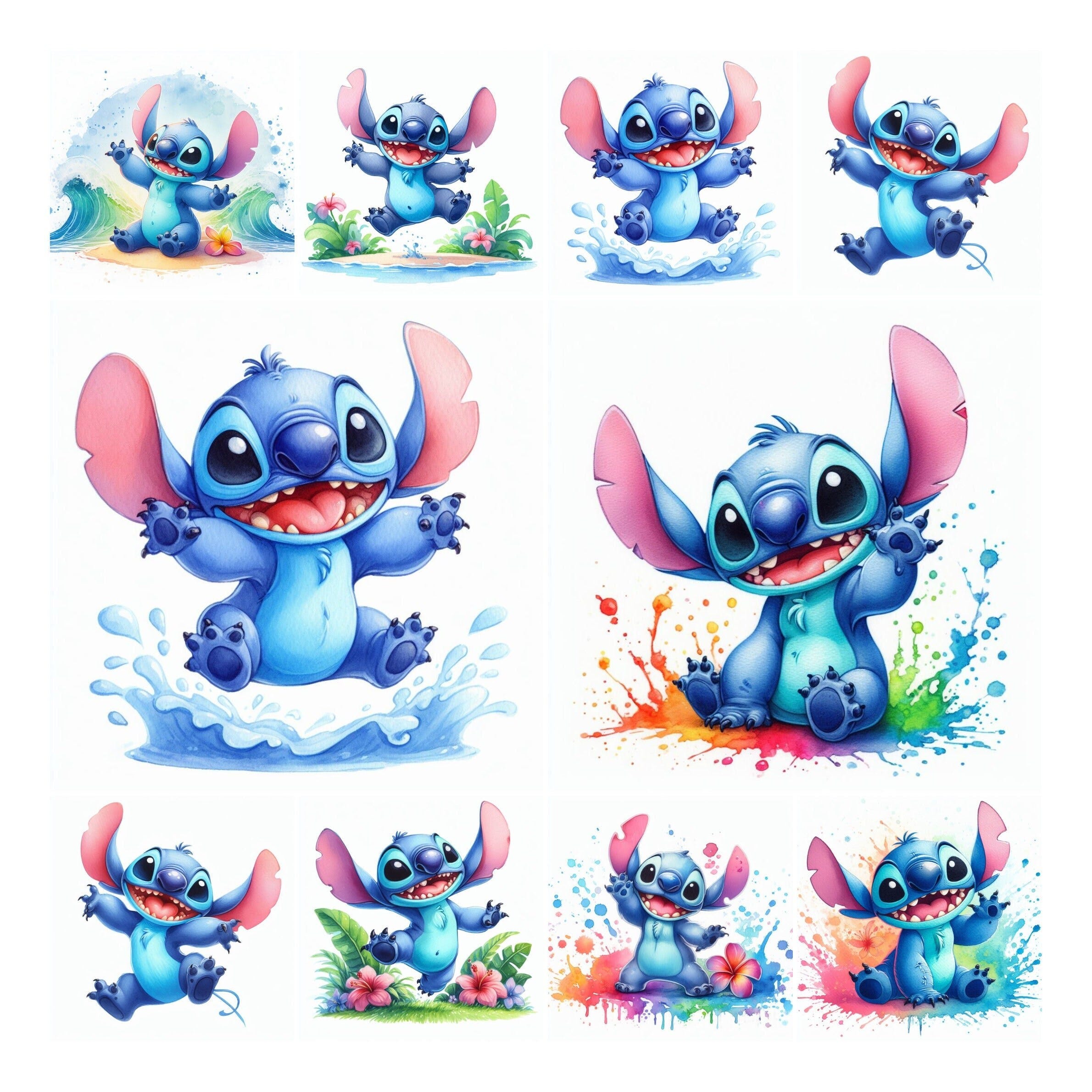 25 PNG Stitch Splash and Watercolor Digital design PNG file for sublimation - High Resolution -Instant Digital PNG Download