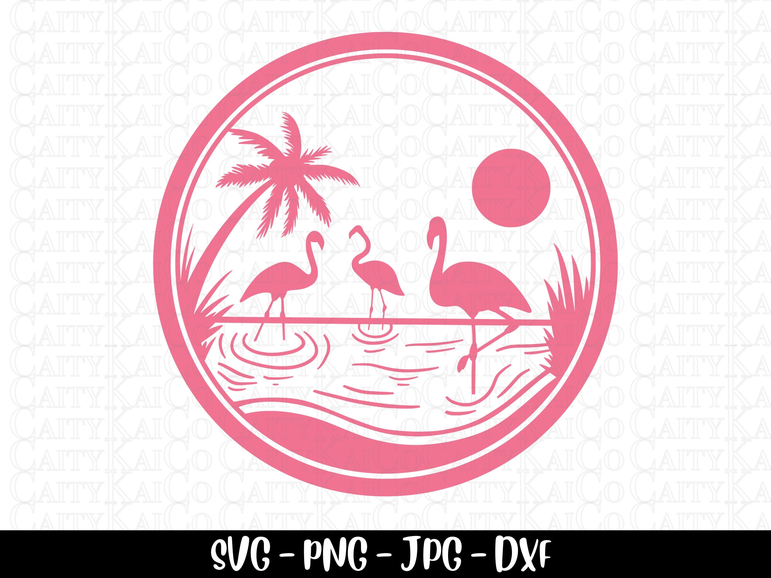Flamingo pink tropical beach scene svg, flamingo svg, beach svg, summer svg, dxf, png, flamingo flock shirt design,instant download file