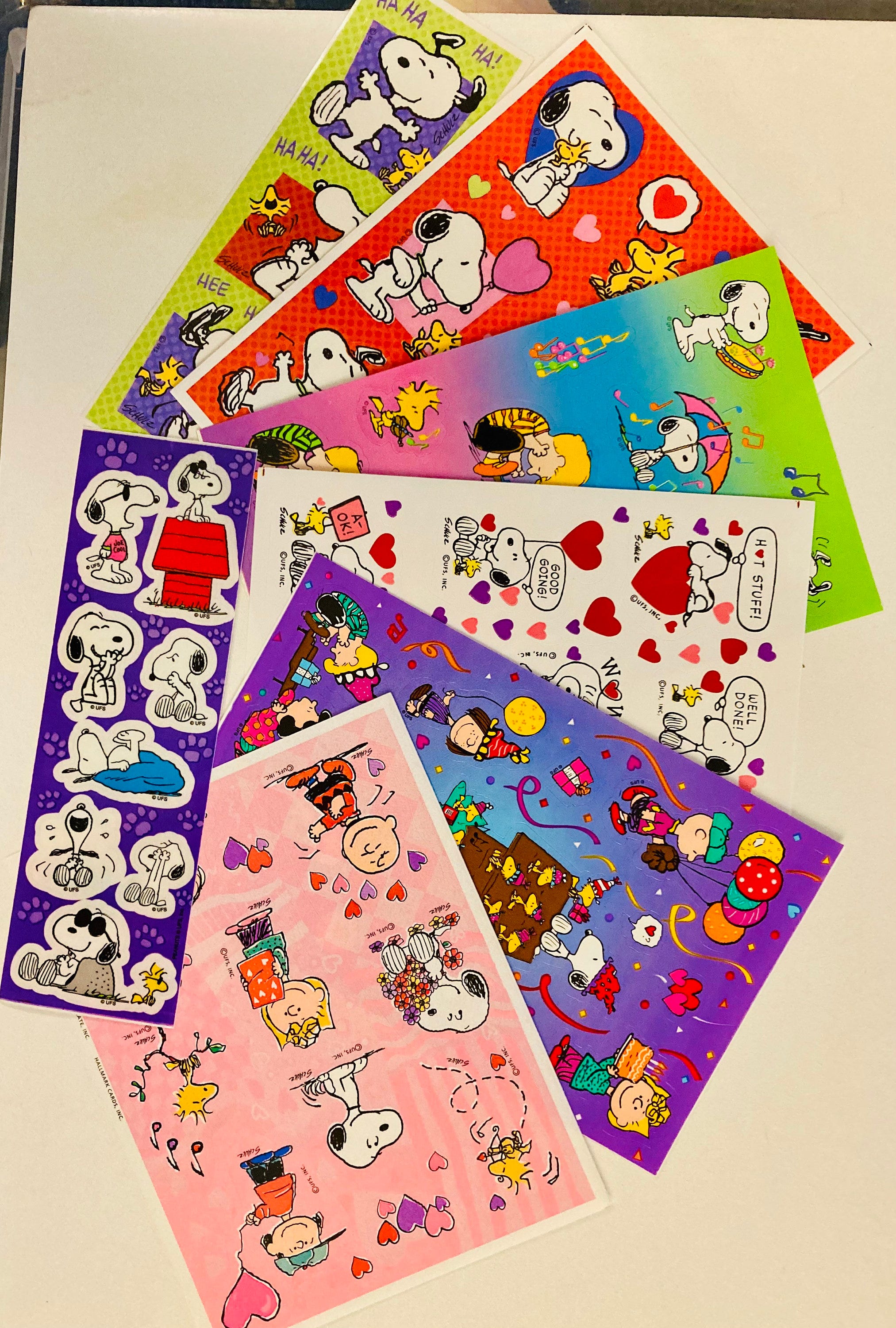 Snoopy,Woodstock Peanuts Characters Vintage Stickers, Full Sheet Stickers,Joe Cool,Party,Fun,Good Job,Classic Snoopy & Gang stickers