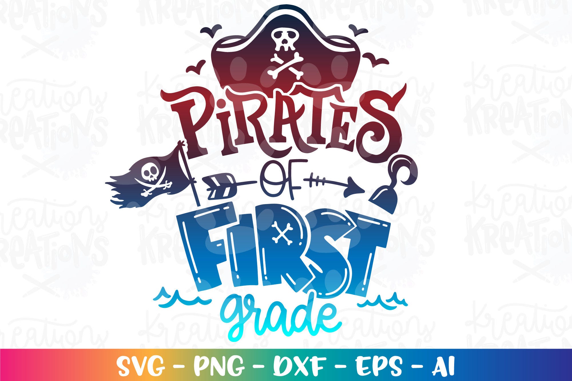 Pirates of First Grade SVG Pirate theme class teacher 1st grade design print iron on cut files Cricut Silhouette Download vector png dxf