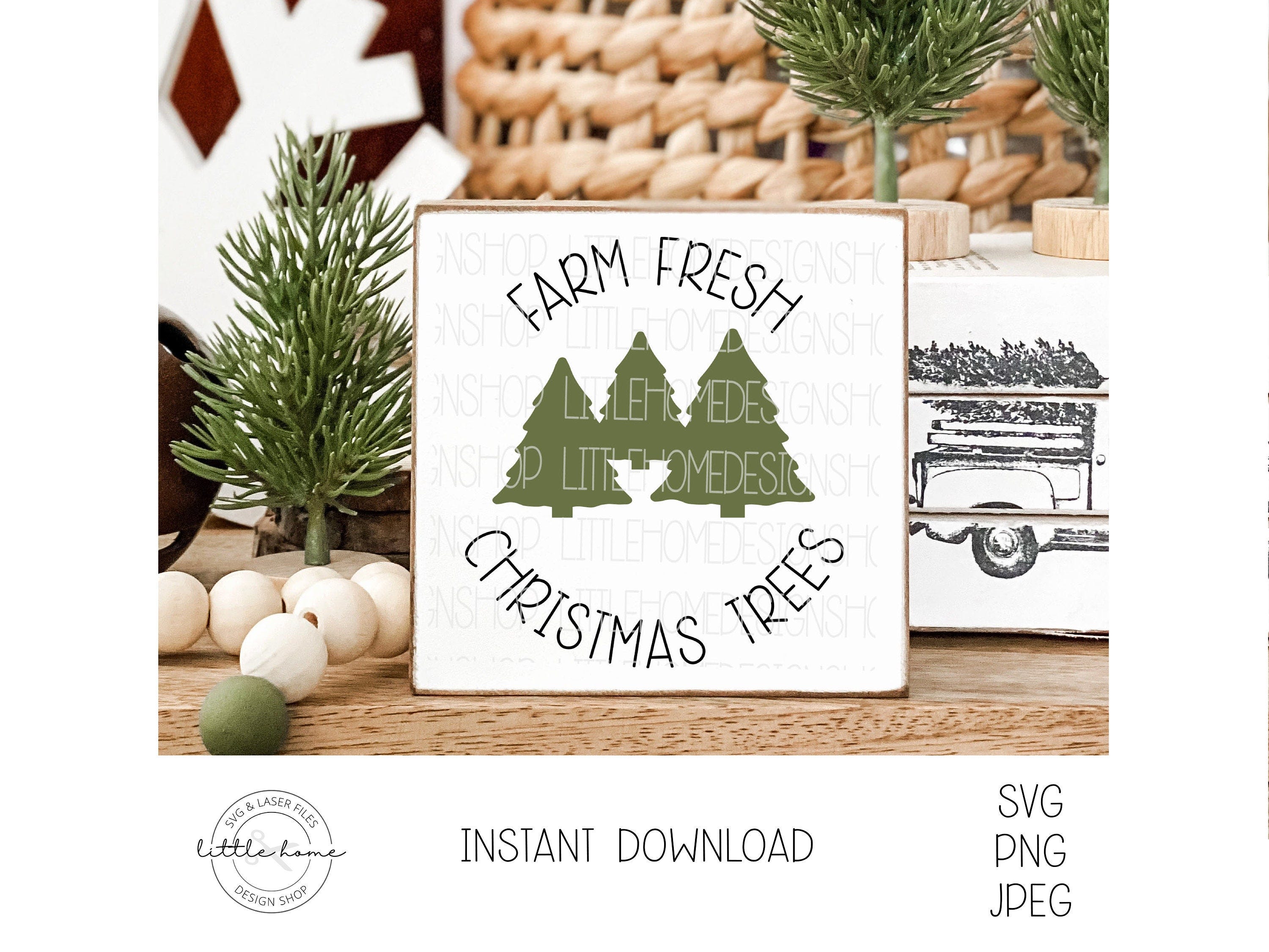 Farm Fresh Christmas Trees, Round Christmas Tree Svg, Farmhouse Christmas Tree Svg, You Pick Trees Svg