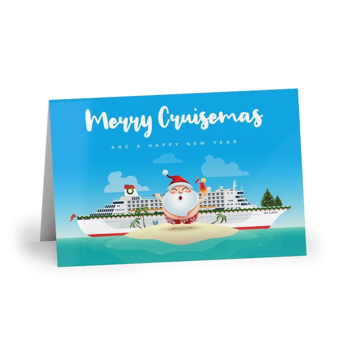 Merry Cruisemas Holiday Cards - Pack of 10 - Blank Cruise Christmas