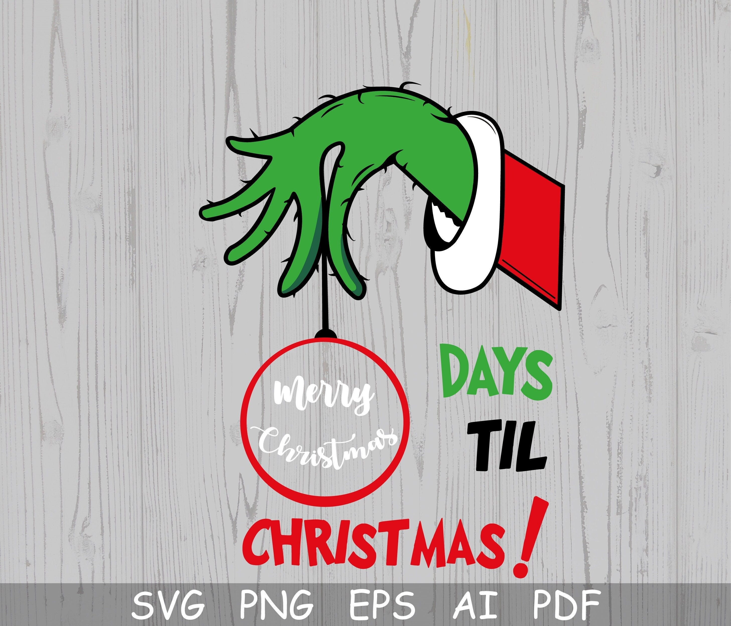 Grinch Countdown SVG, Grinch Hand Holding Ornament Svg, Christmas Countdown Svg, Cut Files for Cricut Silhouette, Png, Christmas Gift Svg