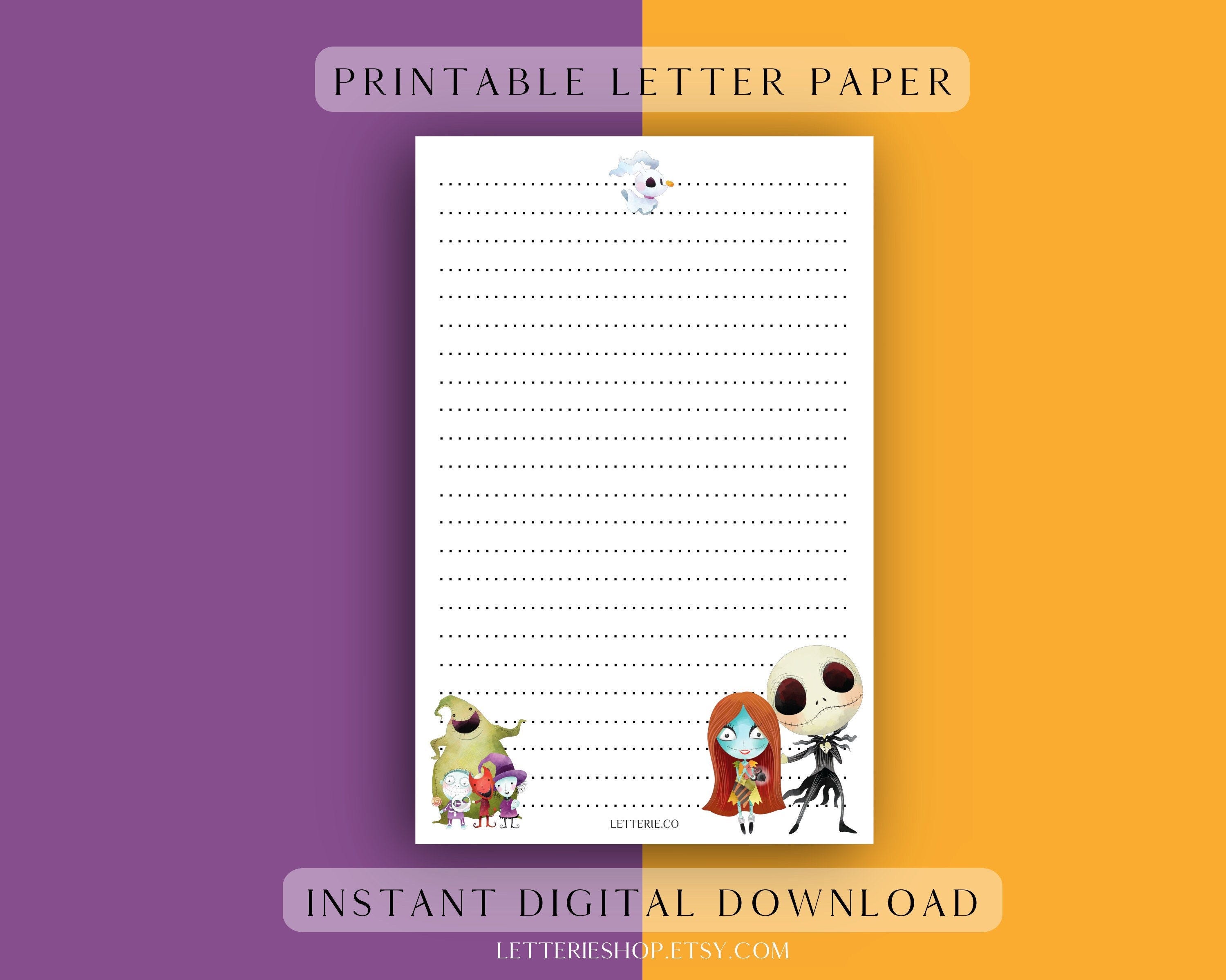 NIGHTMARE BEFORE CHRISTMAS / Letter Writing Paper / Instant Download / Halloween Stationery / Snail mail / Pen-pal / Digital Paper / Cute